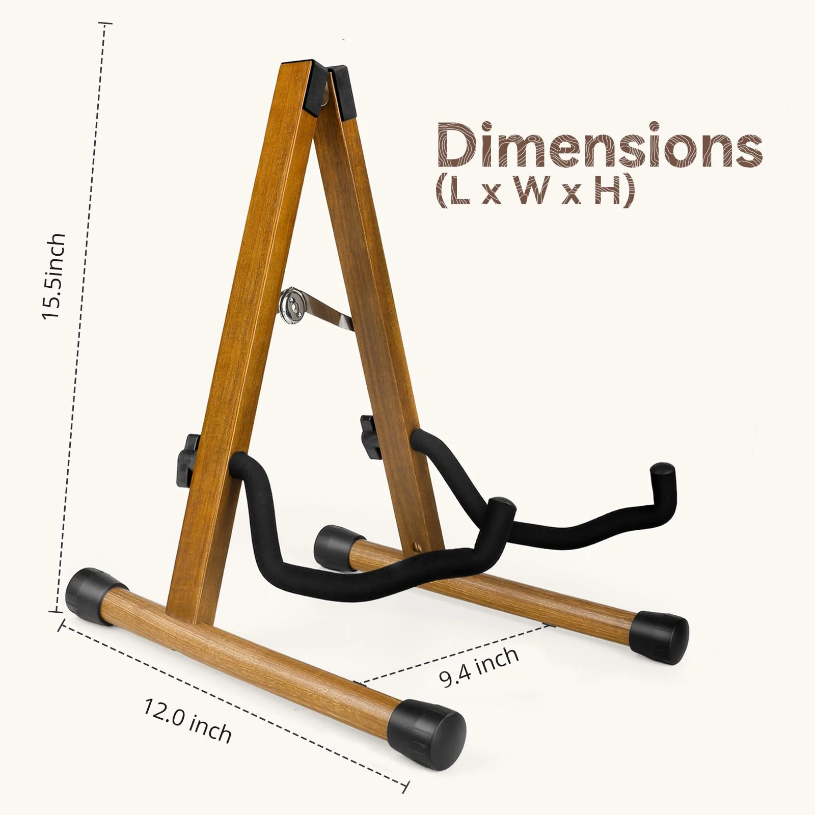 Guitar Stand, Guitar Floor Stand, Acoustic Electric Wooden A Frame Folding Guitar Holder Adjustable for Bass, Cello, Mandolin, Banjo, Ukulele (Acacia) Acacia Wood - Image 4