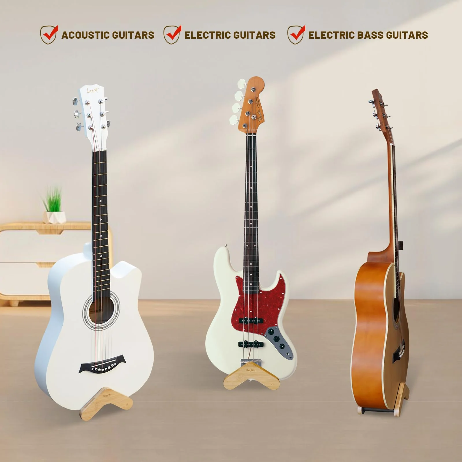 Guitar Stand,Solid Acoustic Guitar Stand With non-slip rubber to protect guitar for Acoustic Guitar,Metal Guitar, Electric Guitar, Bass, Ukulele, Banjo - Image 2