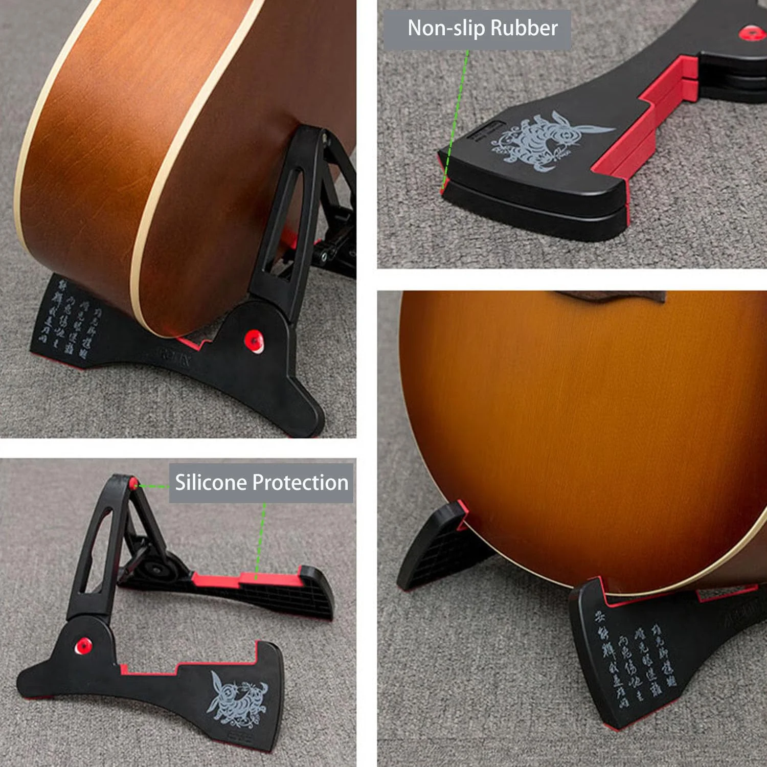 Guitar Stand Universal Folding A-Frame Non-Slip Tripod Strong Holder for Acoustic Electric Guitar Bass Ukulele Travel Portable Size - Image 2