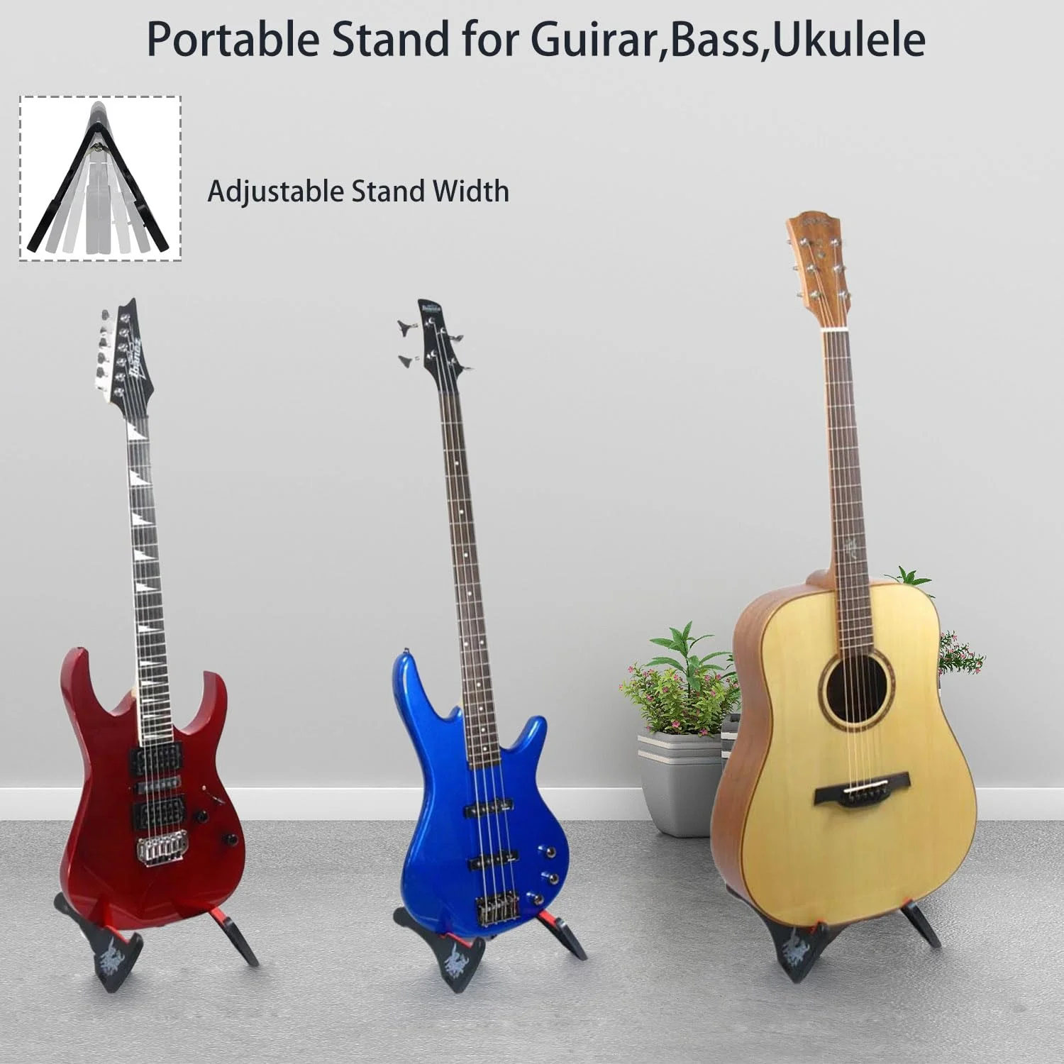 Guitar Stand Universal Folding A-Frame Non-Slip Tripod Strong Holder for Acoustic Electric Guitar Bass Ukulele Travel Portable Size - Image 5