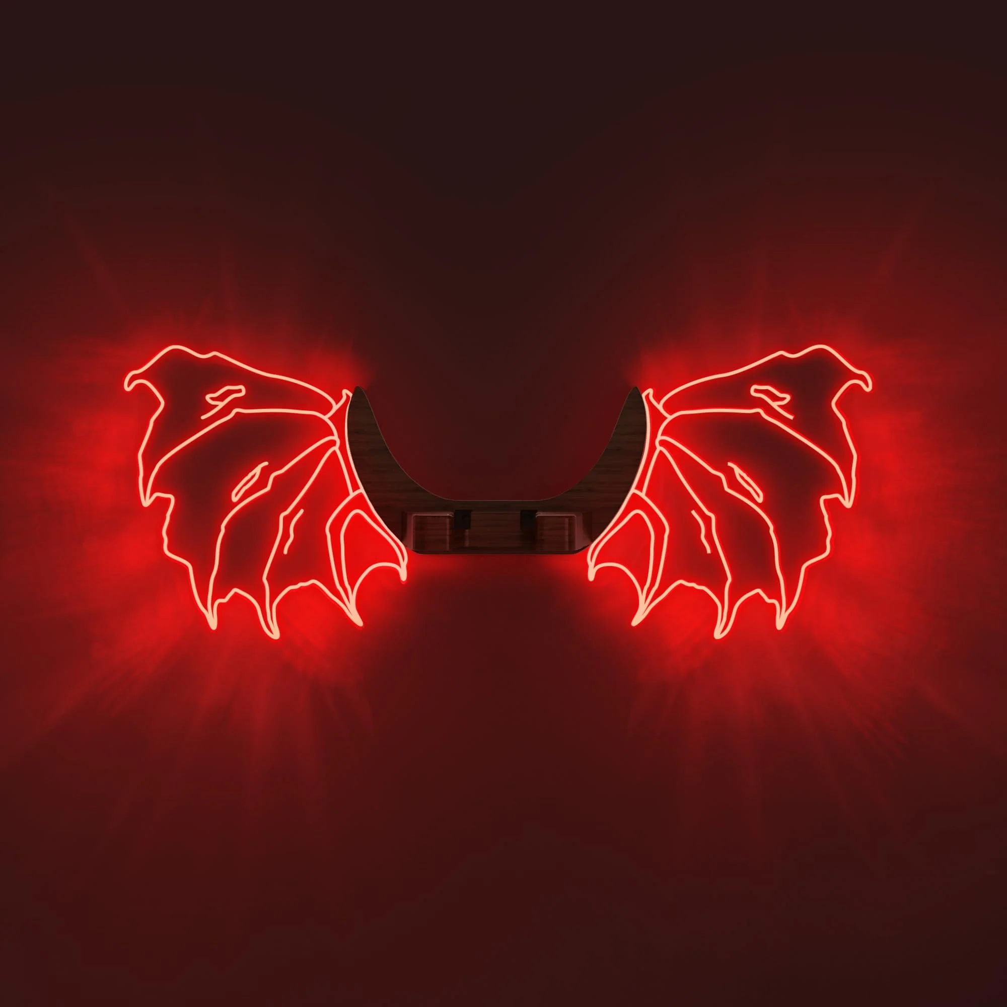 Guitar Stand Wall Mount with Luminous Devil Wings, Acrylic Wooden Guitar Hanger Shelf with USB Powered, for Acoustic Electric Bass Ukulele, Gift for Music Lovers Guitar Players Red devil - Image 8
