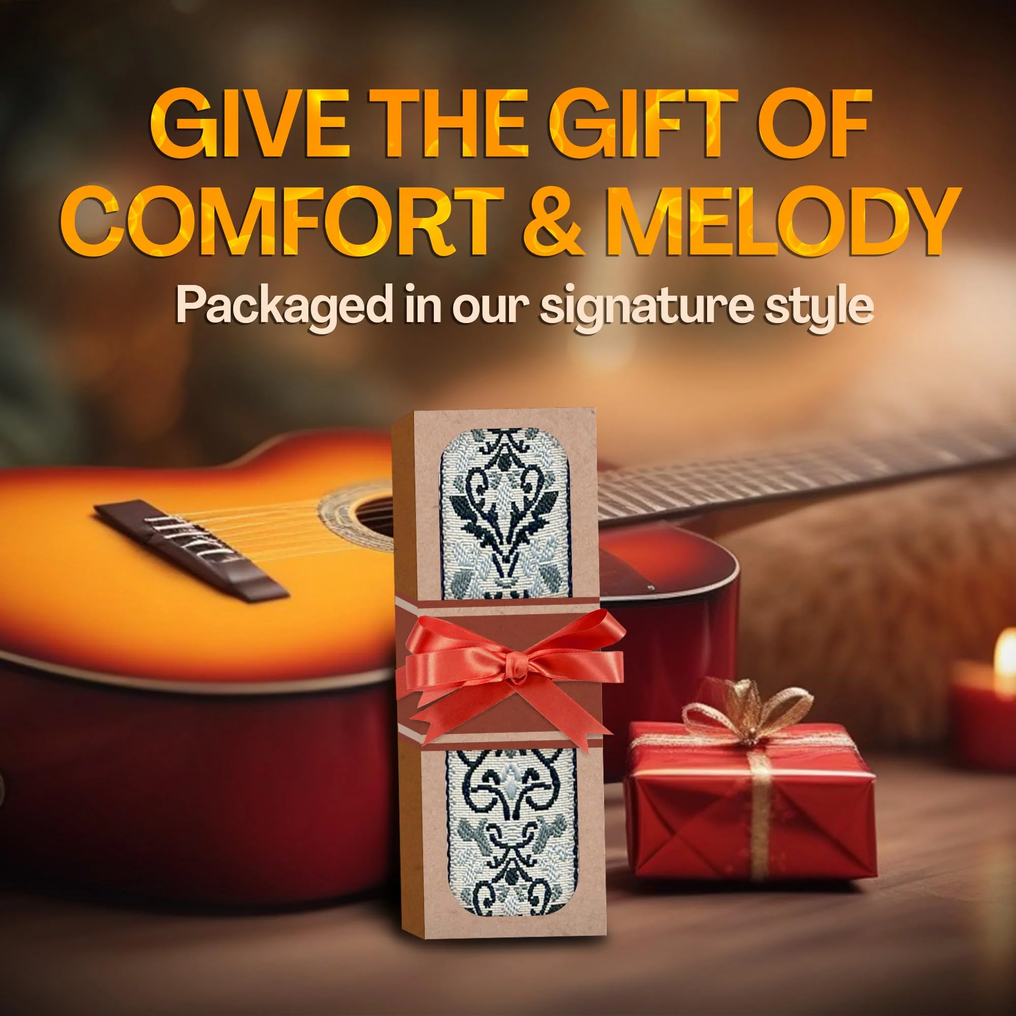 Guitar Strap For Acoustic, Electric and Bass Guitars, Adjustable Strap Includes 2 Strap Locks To Keep It Safe & 2 Unique Picks and Pick Pocket, Best Gift for Men & Women - Image 4