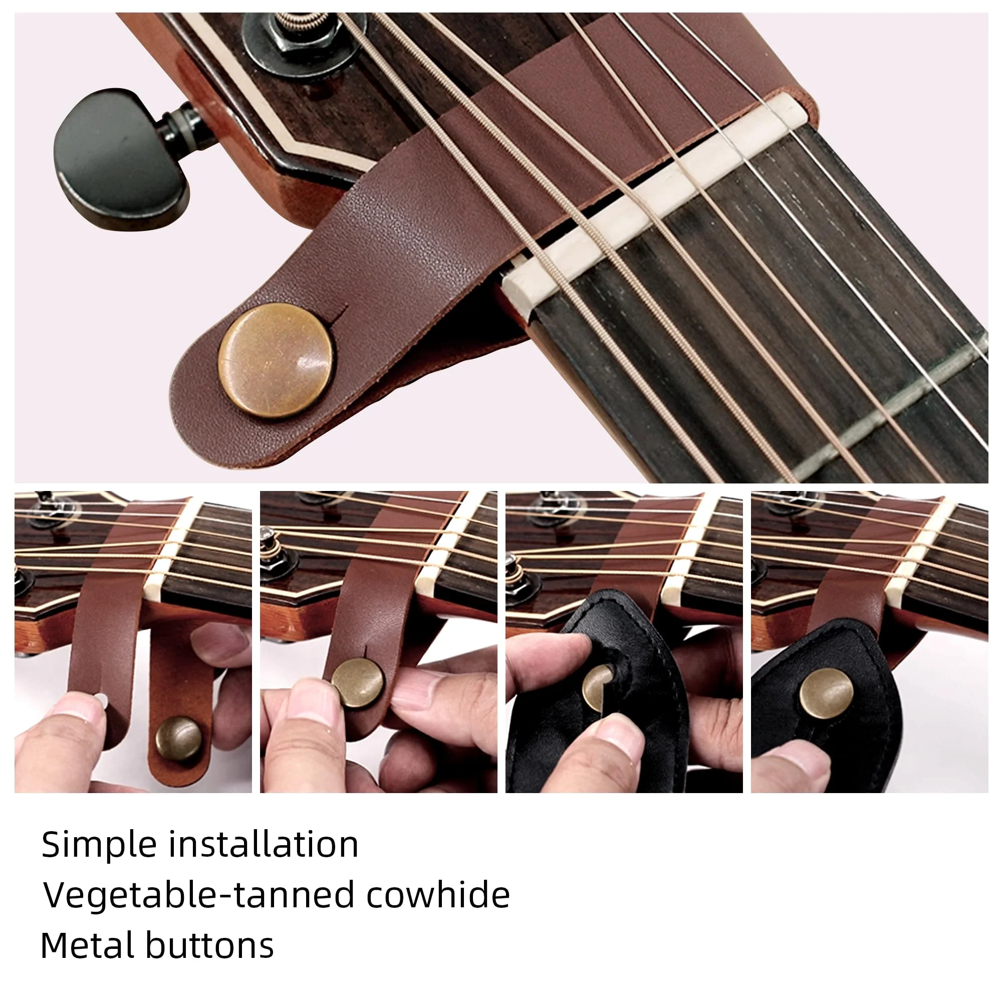 Guitar Strap, Jacquard Embroidered Cotton Guitar Straps with Double Sided Vegetable Tanned Cowhide Leather Ends for Bass, Electro Acoustic, Great Gift for Kids and Guitarists Brown Jacquard Lotus pattern jacquard in brown Adjustable 38-63 inches - Image 8