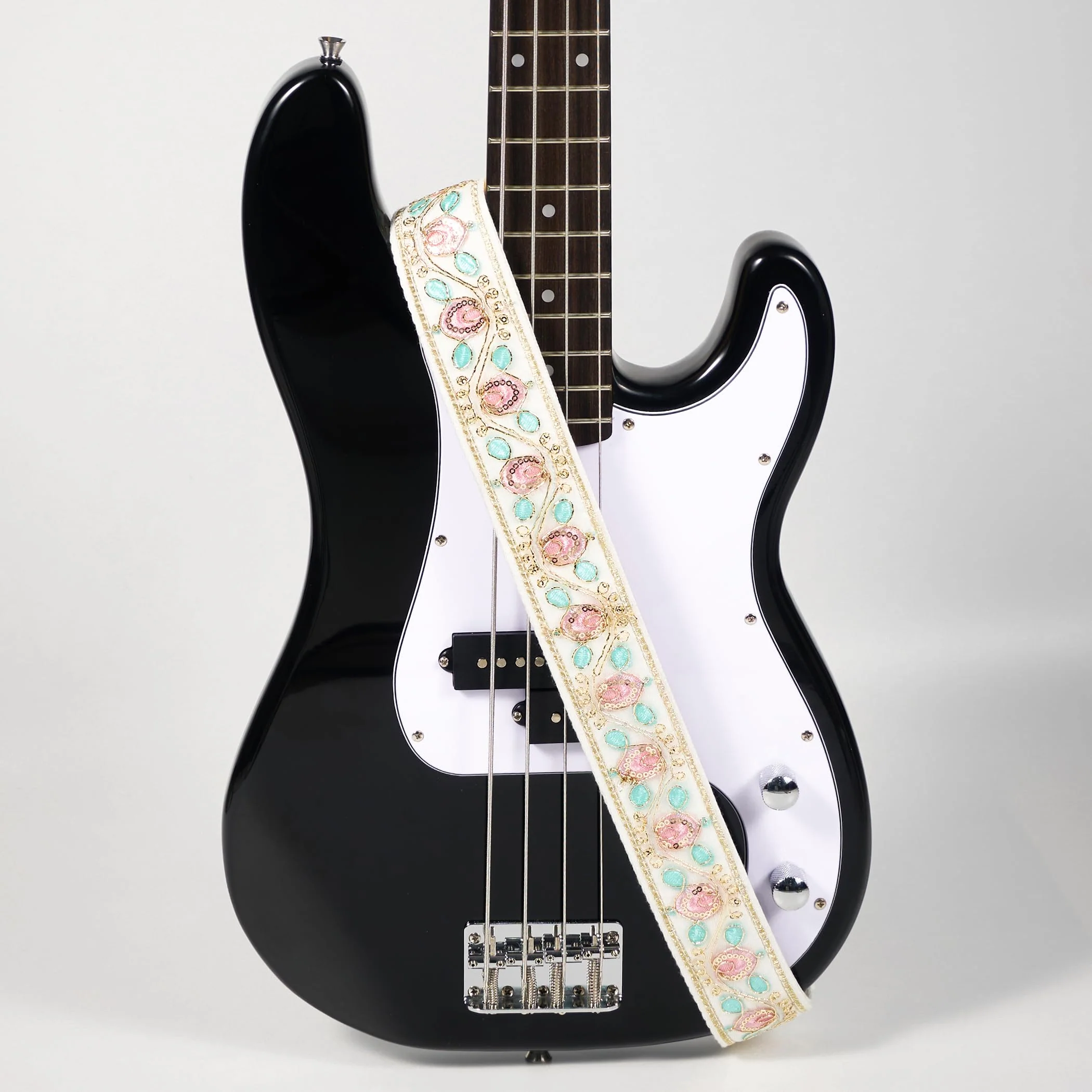 Guitar Strap, Purple Embossed Leather Gothic Electric Bass Strap Western Vintage Adjustable Rock Acoustic Guitar Strap Pink and Green Crown - Image 4