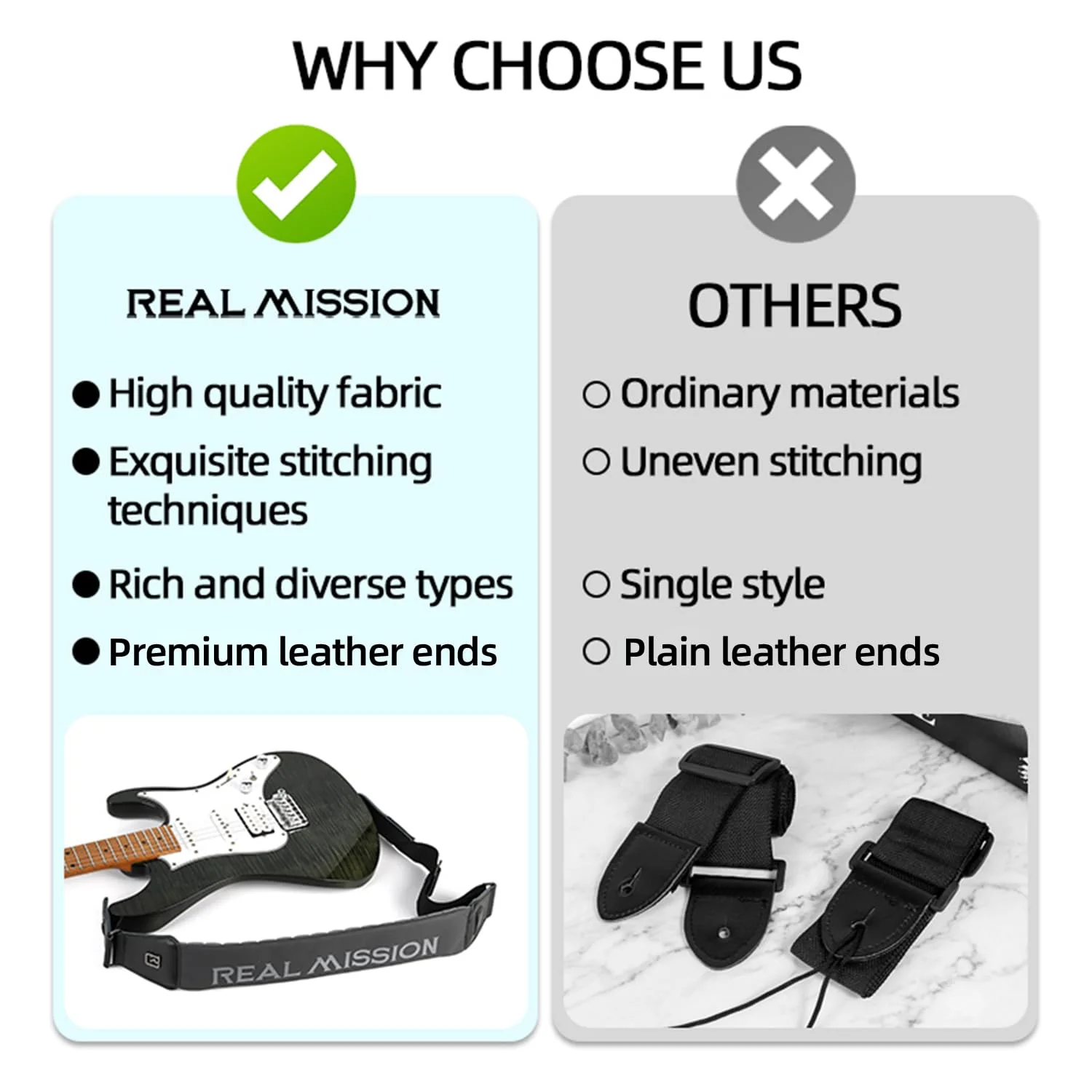 Guitar Straps, 2.7'' Wide Padded Acoustic Guitar Straps, Electric Bass Guitar Strap with Guitar Picks Holder Gray - Image 4