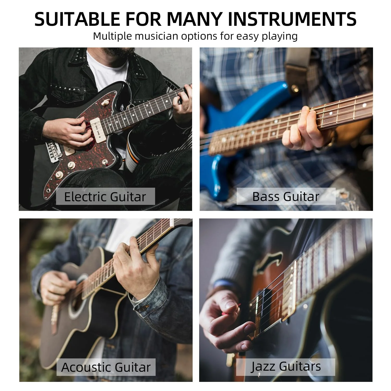 Guitar Straps, 2.7'' Wide Padded Acoustic Guitar Straps, Electric Bass Guitar Strap with Guitar Picks Holder Gray - Image 7