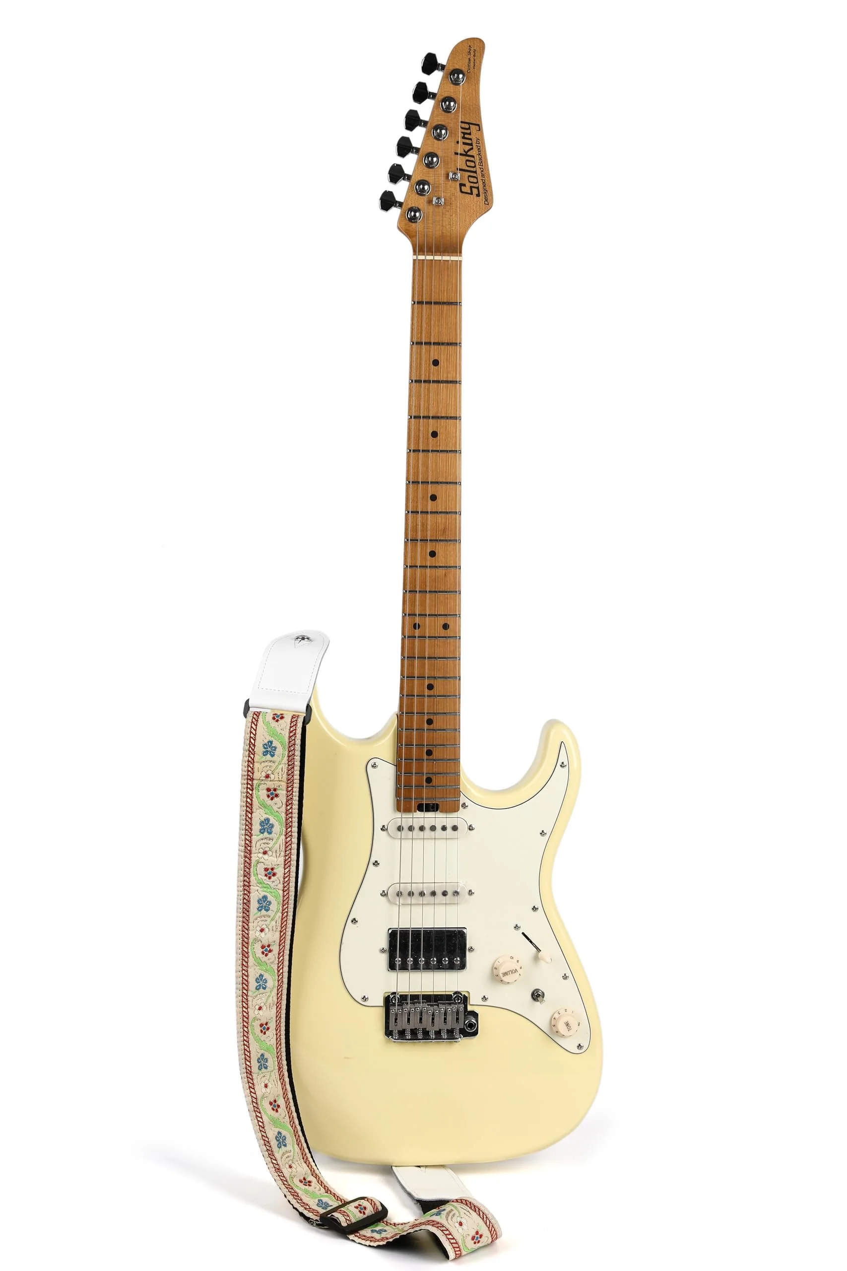 Guitar Straps, Acoustic Electric Guitar Straps, Bass Guitar Strap with Adjusatable Length, Guitar Accessories White and Beige - Image 2
