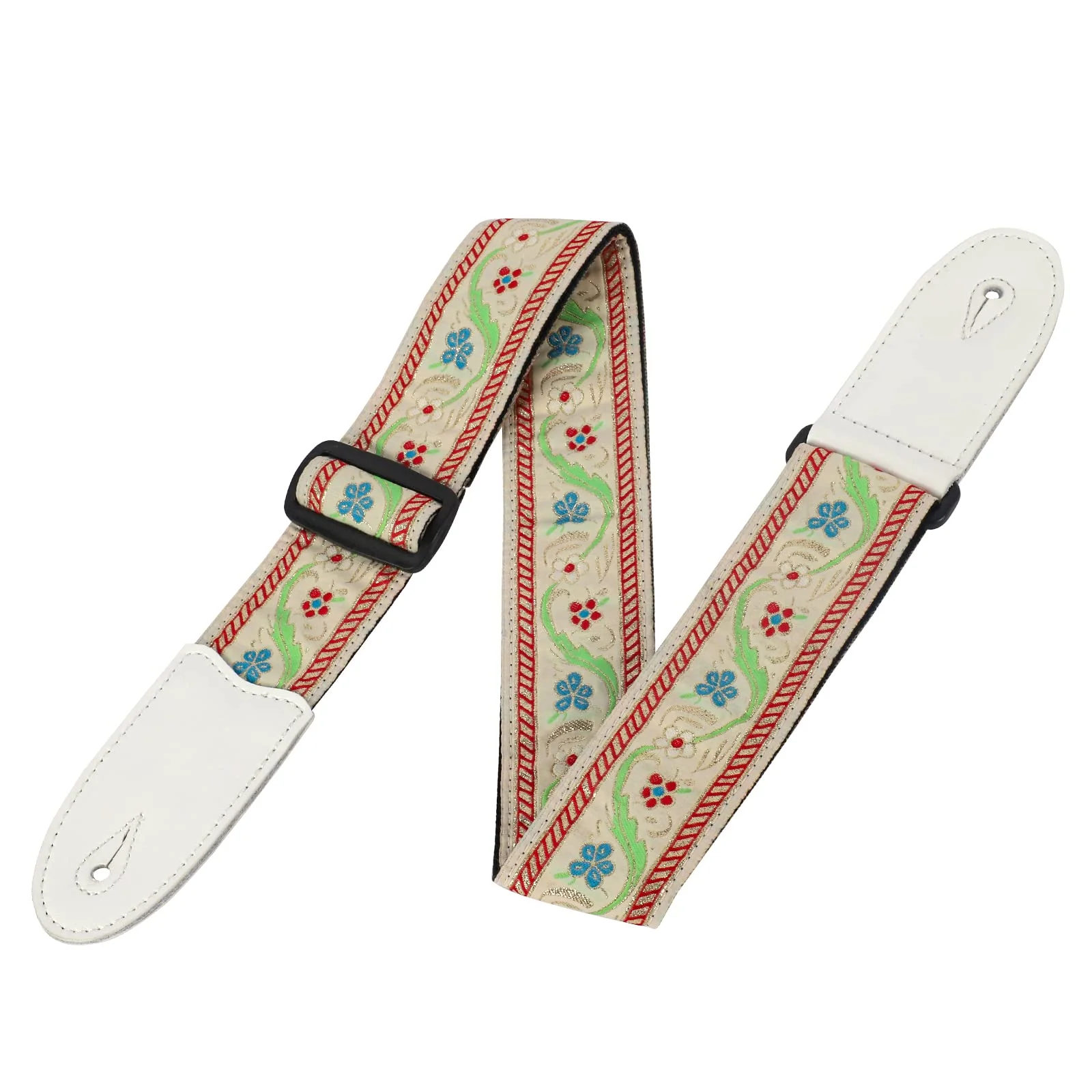 Guitar Straps, Acoustic Electric Guitar Straps, Bass Guitar Strap with Adjusatable Length, Guitar Accessories White and Beige - Image 3