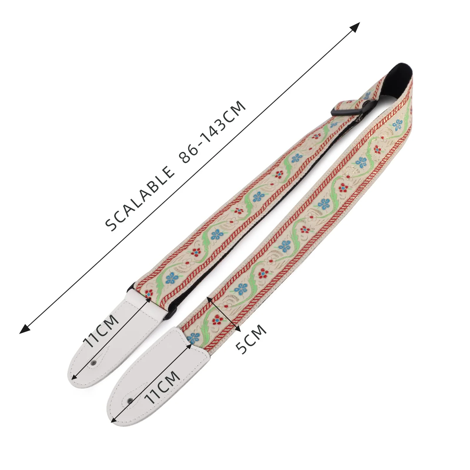 Guitar Straps, Acoustic Electric Guitar Straps, Bass Guitar Strap with Adjusatable Length, Guitar Accessories White and Beige - Image 4