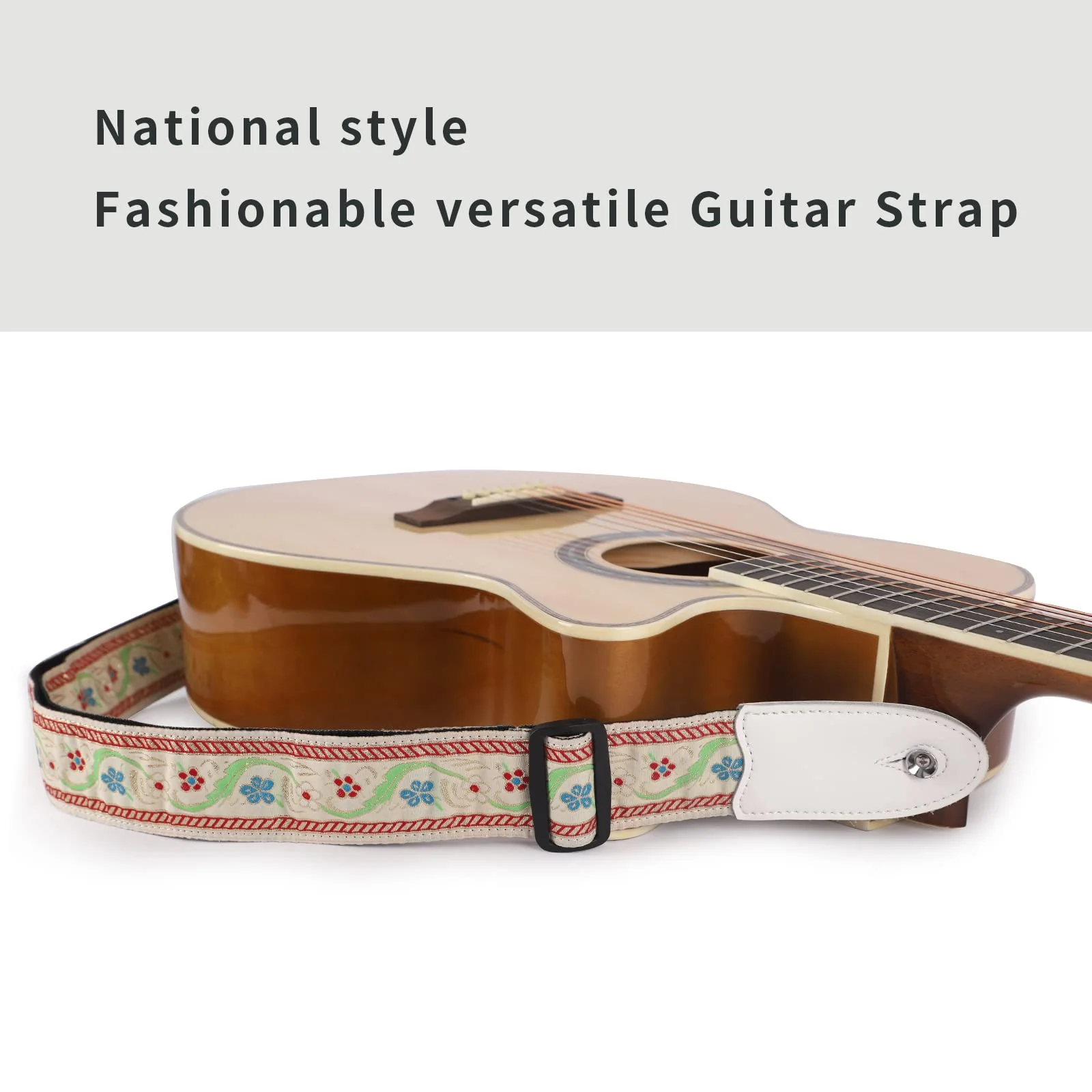 Guitar Straps, Acoustic Electric Guitar Straps, Bass Guitar Strap with Adjusatable Length, Guitar Accessories White and Beige - Image 6