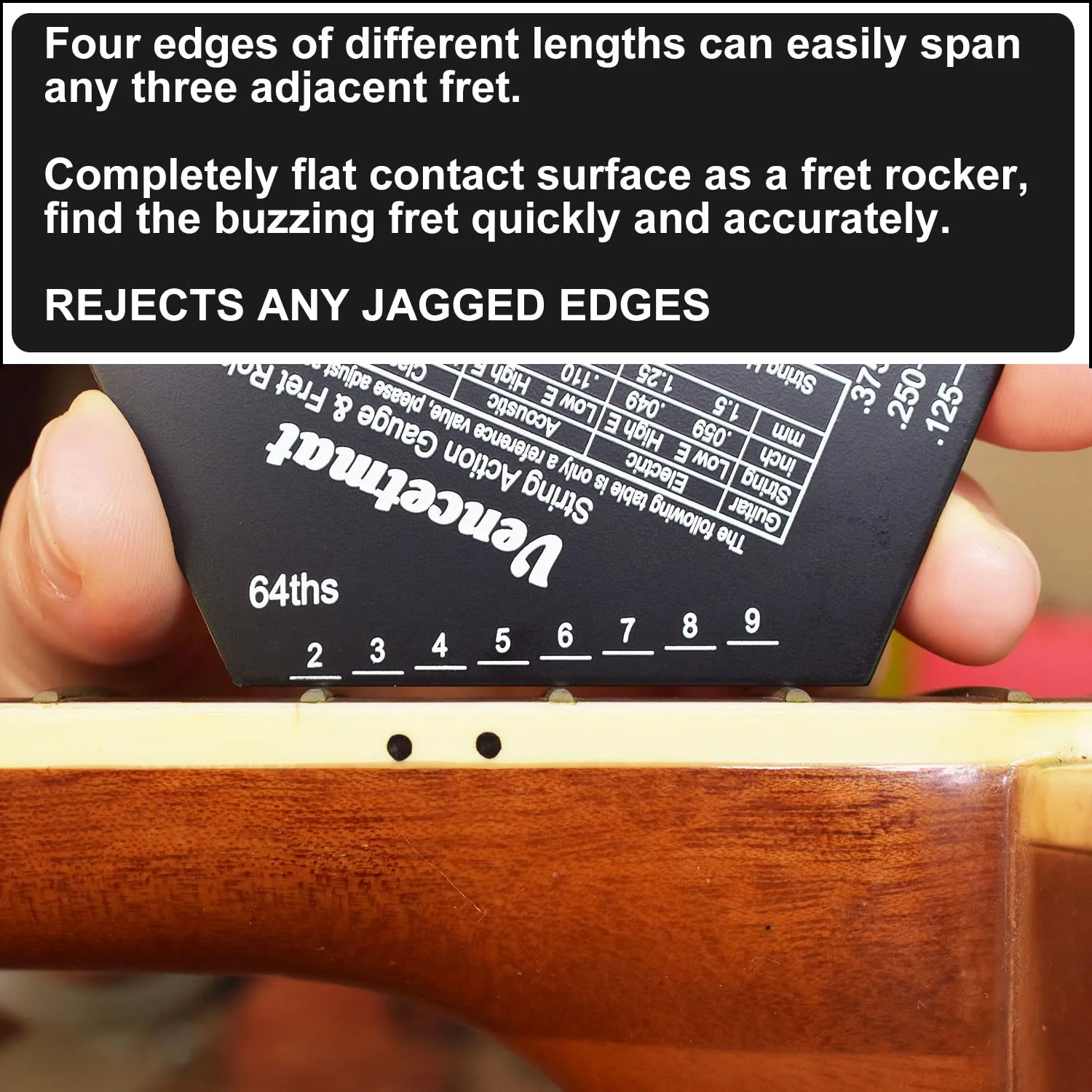 Guitar String Action Gauge, String Height Ruler, Guitar Fret Rocker, Fret Leveling Guide, Buzzing Fret Catcher, 1mm Thickness, Laser Etching, High Precision Graduations,Luthier Tools - Image 5