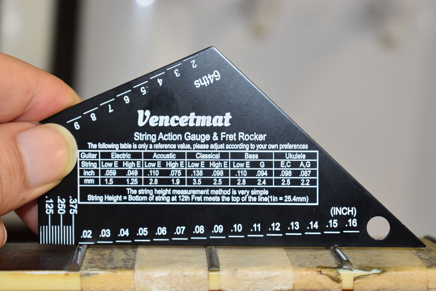 Guitar String Action Gauge, String Height Ruler, Guitar Fret Rocker, Fret Leveling Guide, Buzzing Fret Catcher, 1mm Thickness, Laser Etching, High Precision Graduations,Luthier Tools - Image 8