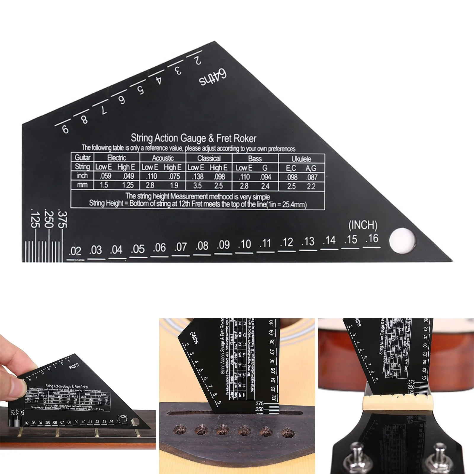 Guitar String Action Gauge String Height Ruler Guitar Fret Rocker Fret Leveling Guide High Precise Guitar Luthier Tool - Image 2