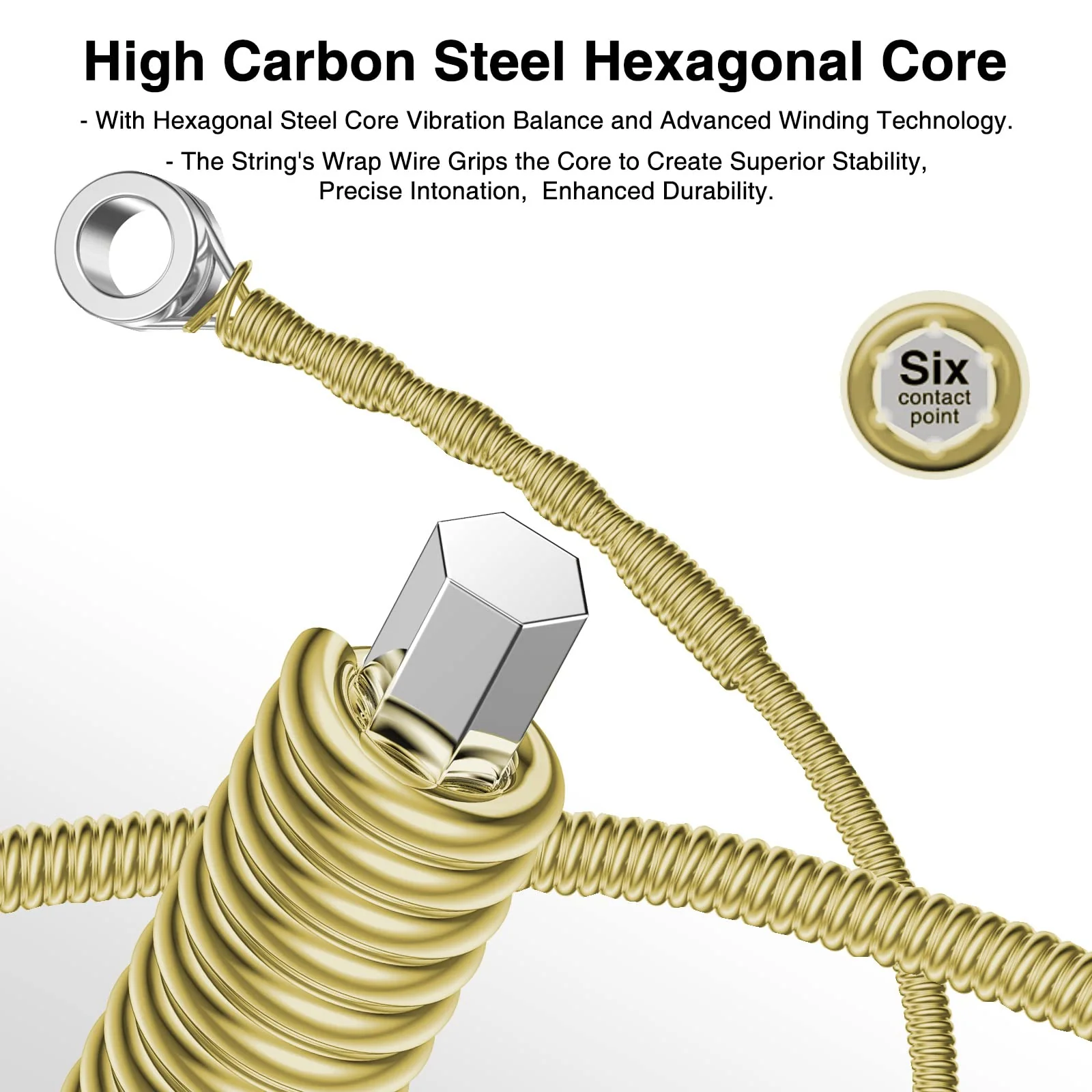 Guitar Strings, Acoustic Guitar Strings, 6 Strings Set, Hexagonal Carbon Core 75/25 Bronze, Light, 10-47, 10 Packs TX620 - Image 2