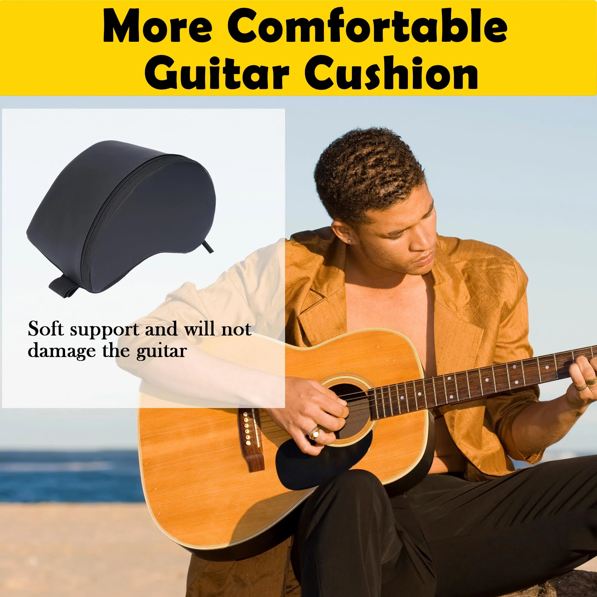 Guitar Support, Guitar Cushion for Classical Acoustic Electric Guitar Players, Guitar Rest Ergonomic Playing Mat Leg Pad, Professional Guitarist Musical Instruments Accessories Tool with Bag - Image 3
