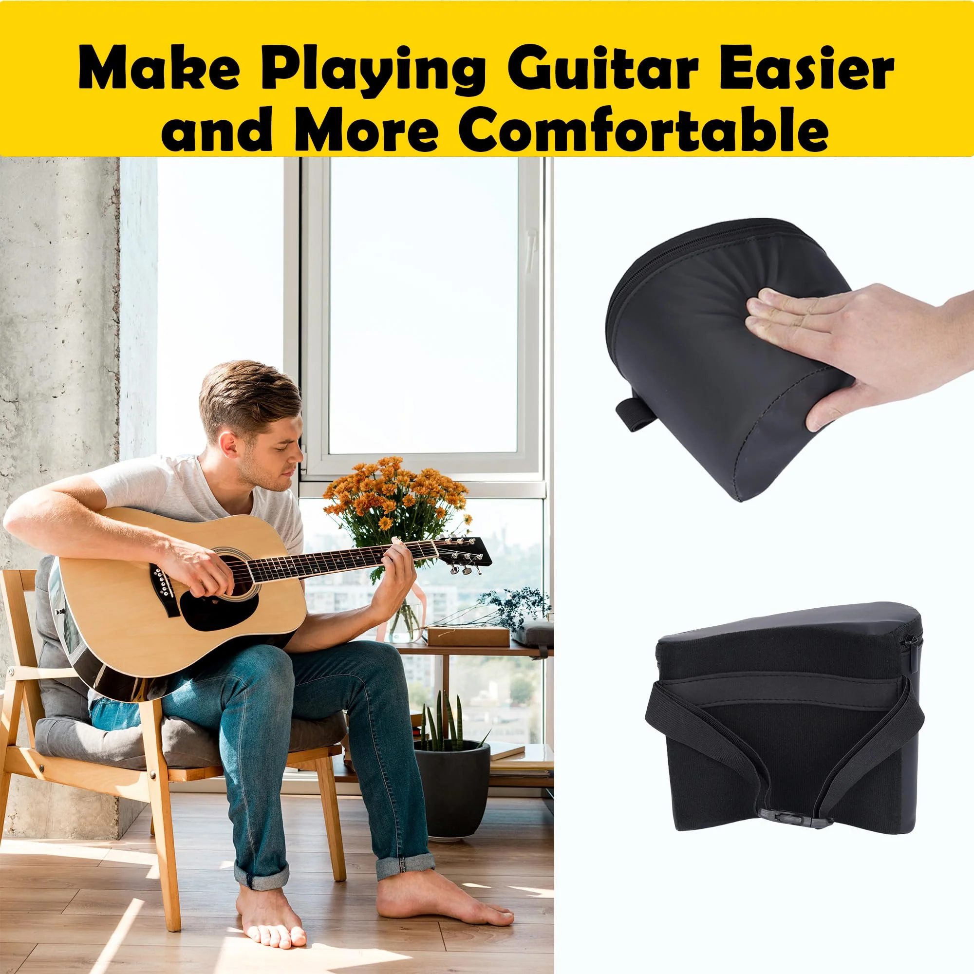 Guitar Support, Guitar Cushion for Classical Acoustic Electric Guitar Players, Guitar Rest Ergonomic Playing Mat Leg Pad, Professional Guitarist Musical Instruments Accessories Tool with Bag - Image 5