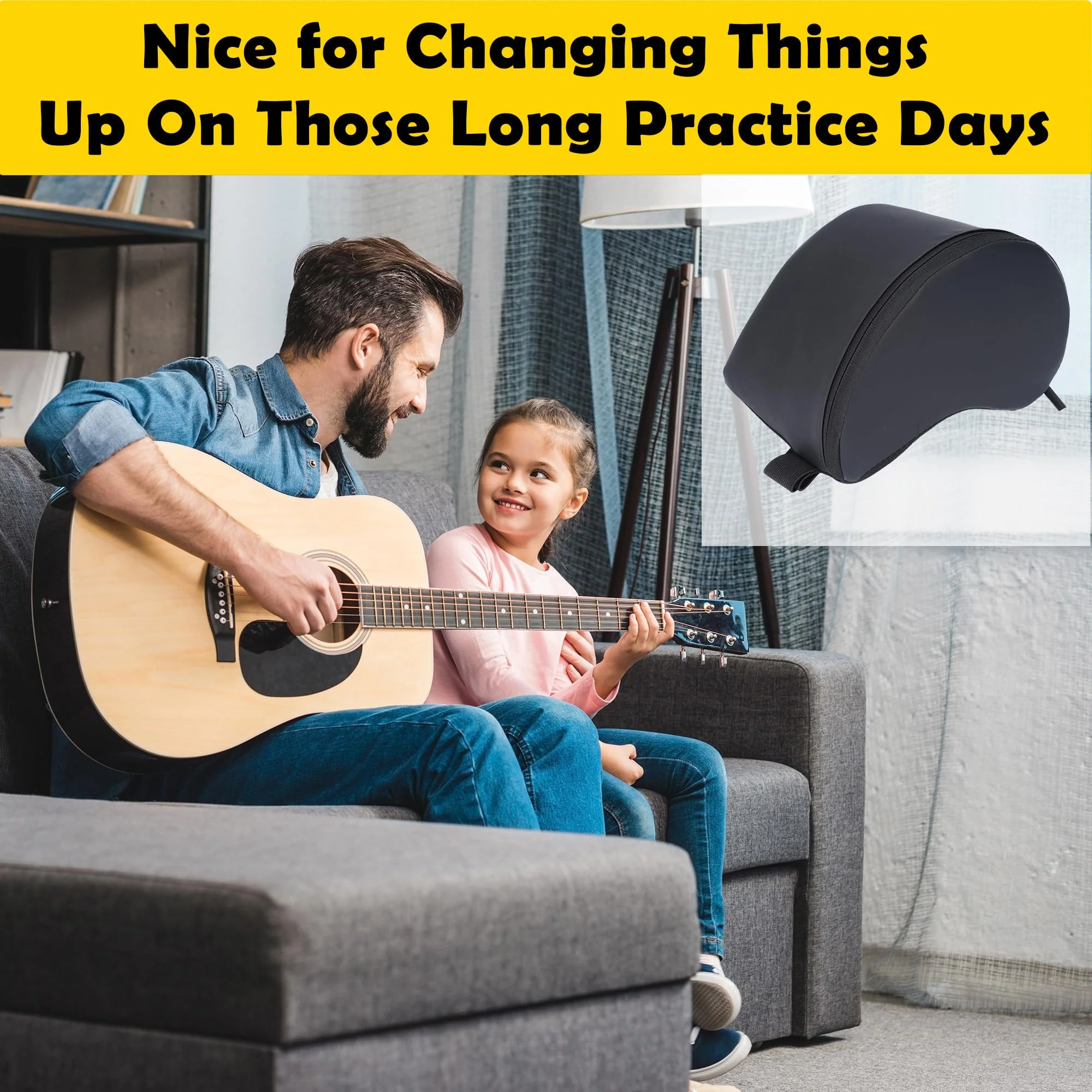 Guitar Support, Guitar Cushion for Classical Acoustic Electric Guitar Players, Guitar Rest Ergonomic Playing Mat Leg Pad, Professional Guitarist Musical Instruments Accessories Tool with Bag - Image 6