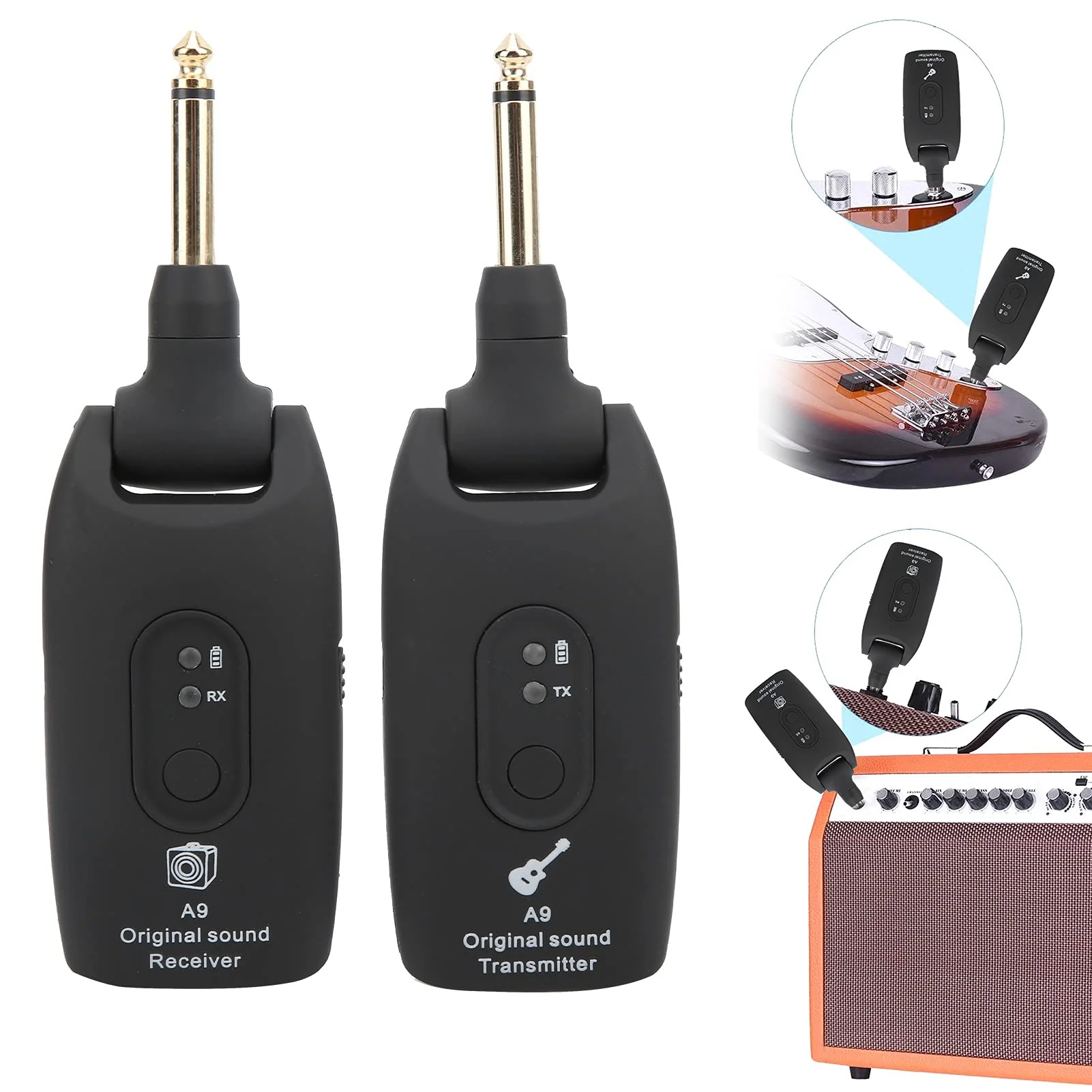 Guitar Transmitter Receiver,Guitar Musical Instrument Accessories, System USB Cable A9 2.4GHz (Black) Black - Image 6