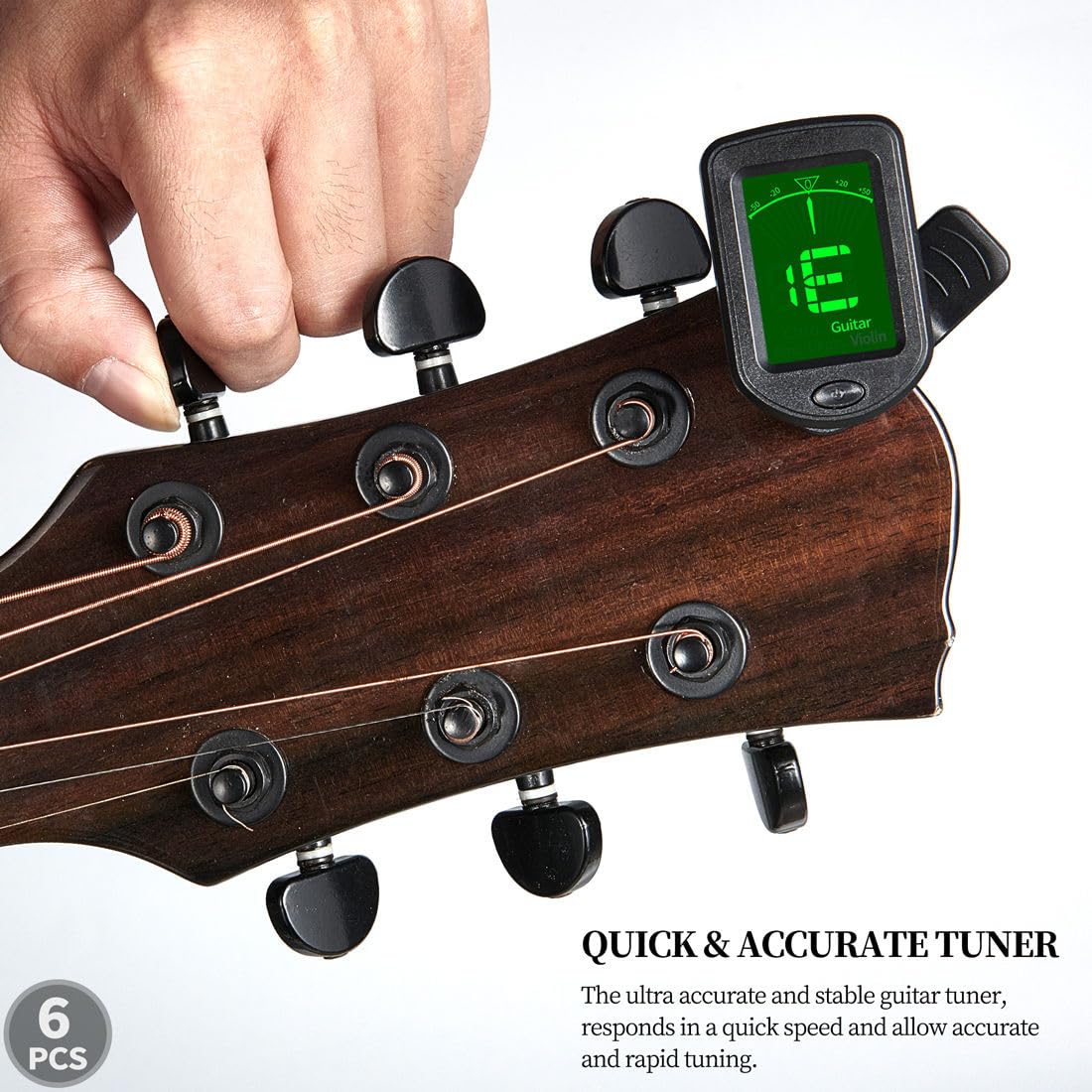 Guitar Tuner Clip On Ukulele Tuner 6 Pack for Guitar Bass Ukulele Violin Banjo Tuner - Image 2