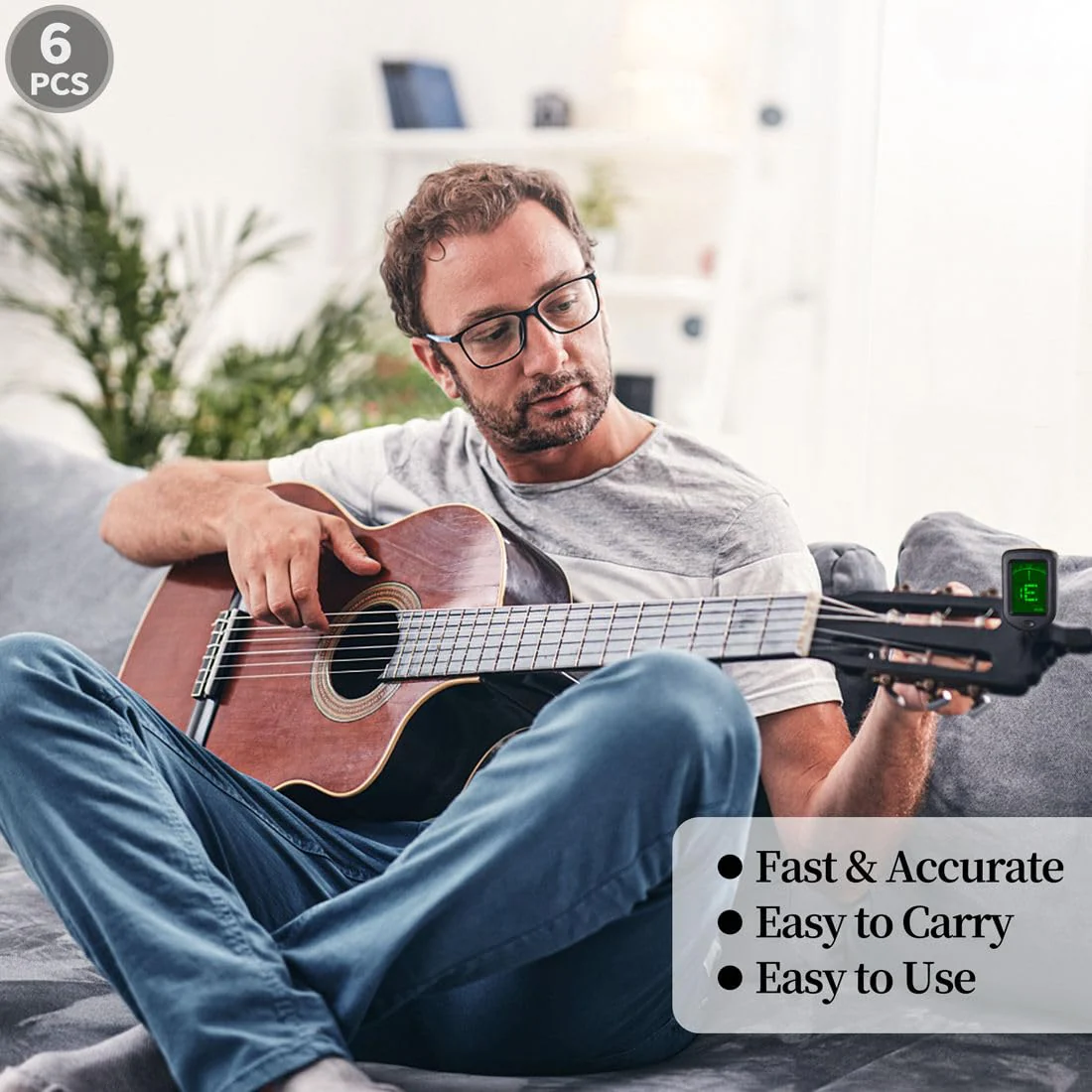 Guitar Tuner Clip On Ukulele Tuner 6 Pack for Guitar Bass Ukulele Violin Banjo Tuner - Image 6