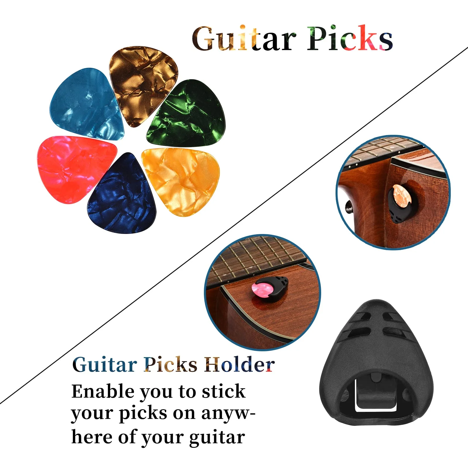 Guitar Tuner, Guitar Accessories with Guitar Picks, Guitar Capo, Capo for Acoustic Guitar, Bass, Buzzing-Free, Quick Release, Guitar Tuner Clip on for Guitar, Violin, Bass, Ukulele Chromatic Black - Image 7