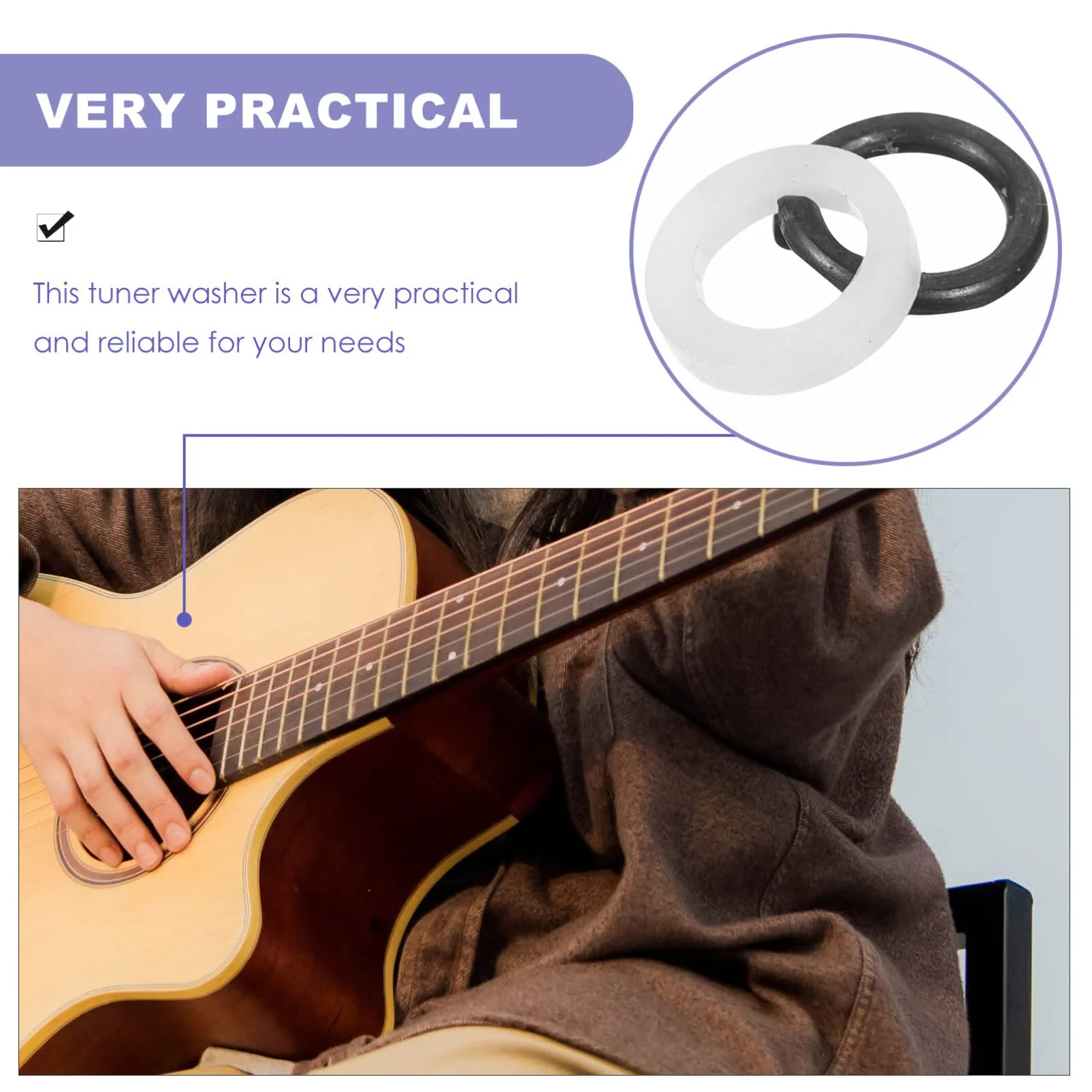 Guitar Tuner Spacer 24pcs Tuning Peg Tuner Washer Metal Tuner Spacer Accessory Plastic Tuner Gasket - Image 9