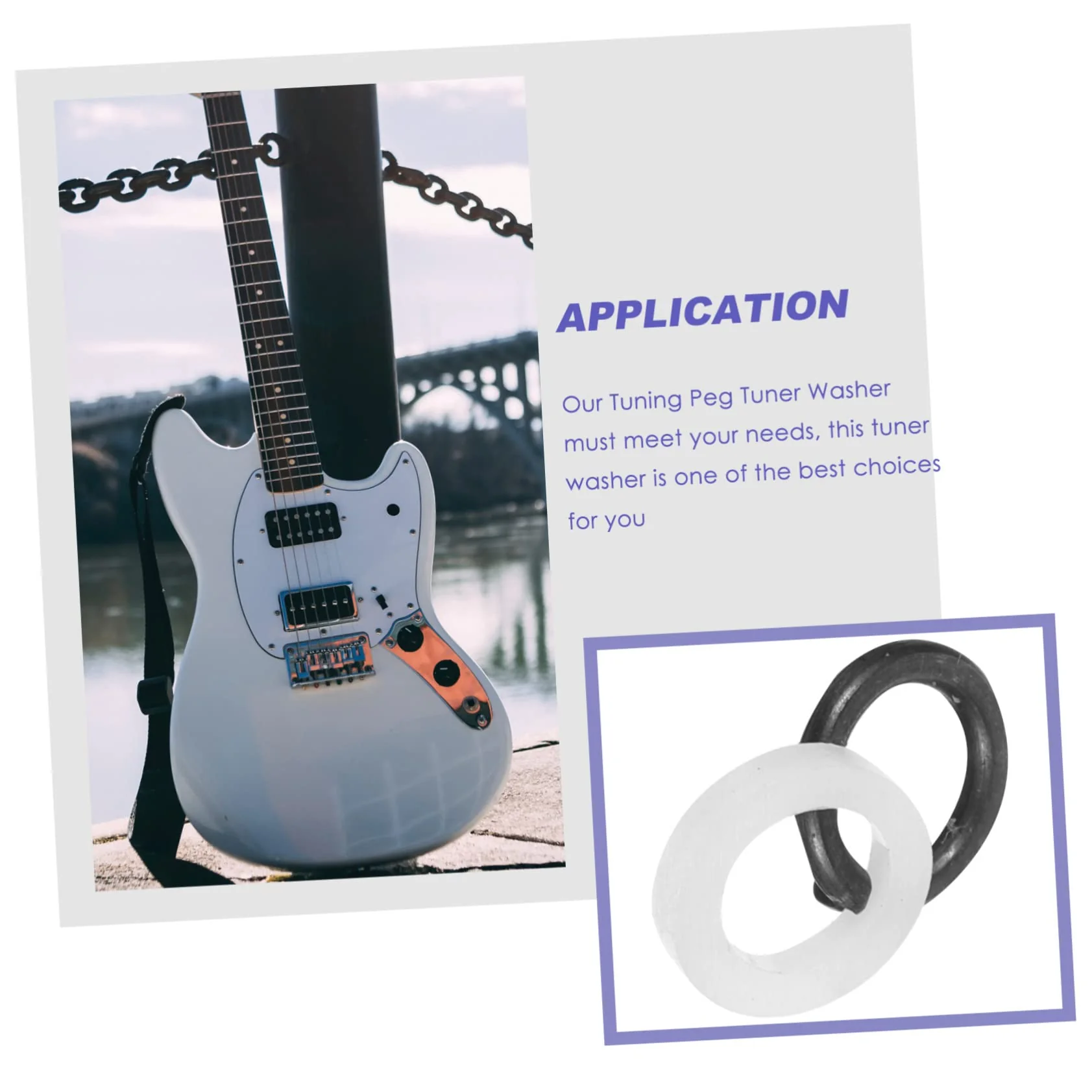 Guitar Tuner Washer Replacement Double Layer Plastic and Metal Gaskets Acoustic Electric Guitar Tuning Peg Spacer 0.27X0.27X0.03In Easy Installation - Image 4