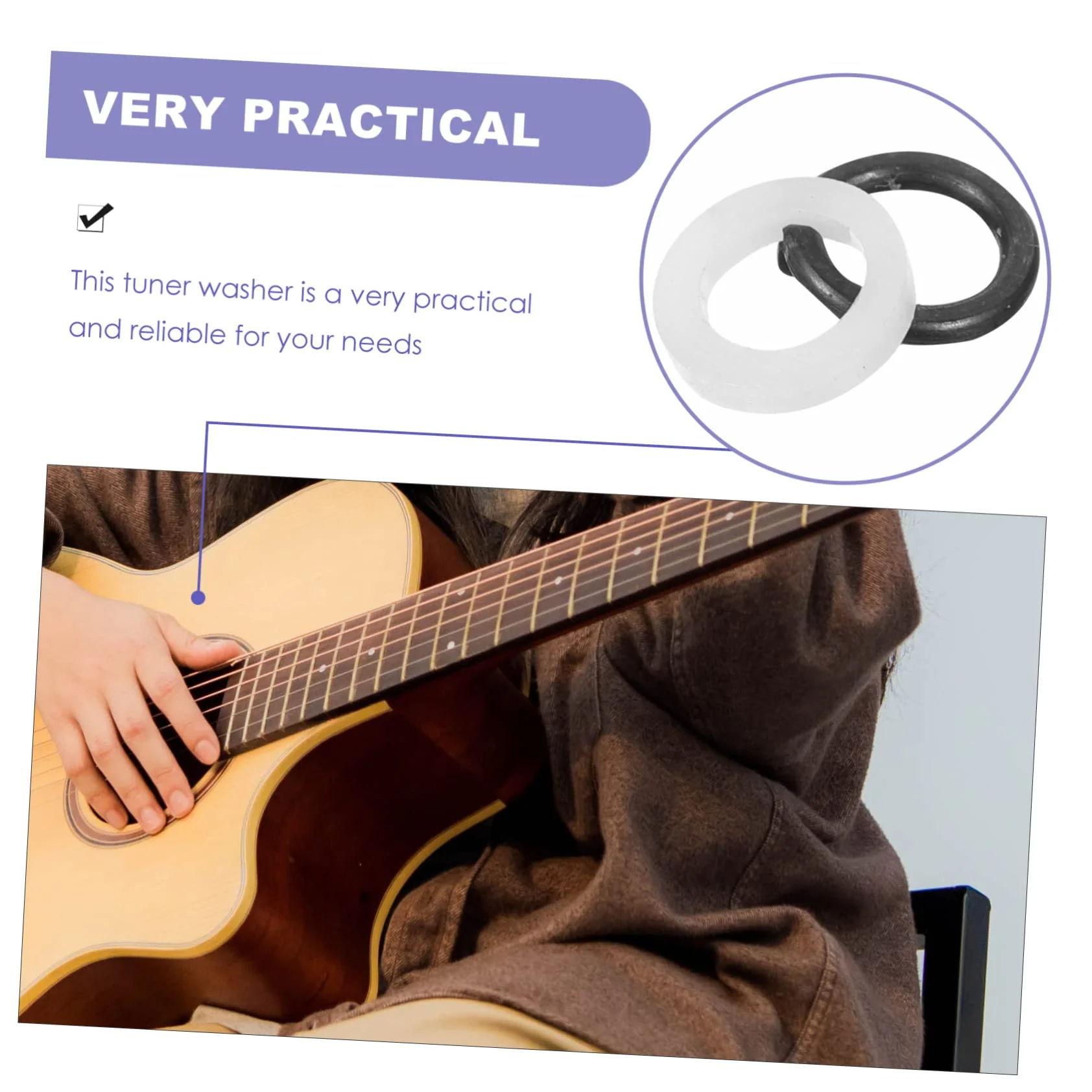 Guitar Tuner Washer Replacement Double Layer Plastic and Metal Gaskets Acoustic Electric Guitar Tuning Peg Spacer 0.27X0.27X0.03In Easy Installation - Image 7