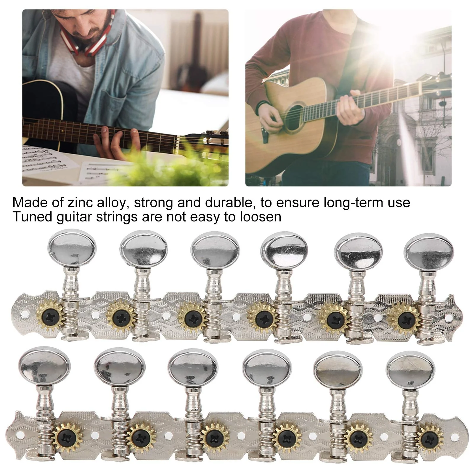 Guitar Tuning Key, Acoustic Guitar Tuning Pegs, 12 String Guitar Parts, Metal Machine Head Open Tuners Replacement - Image 3