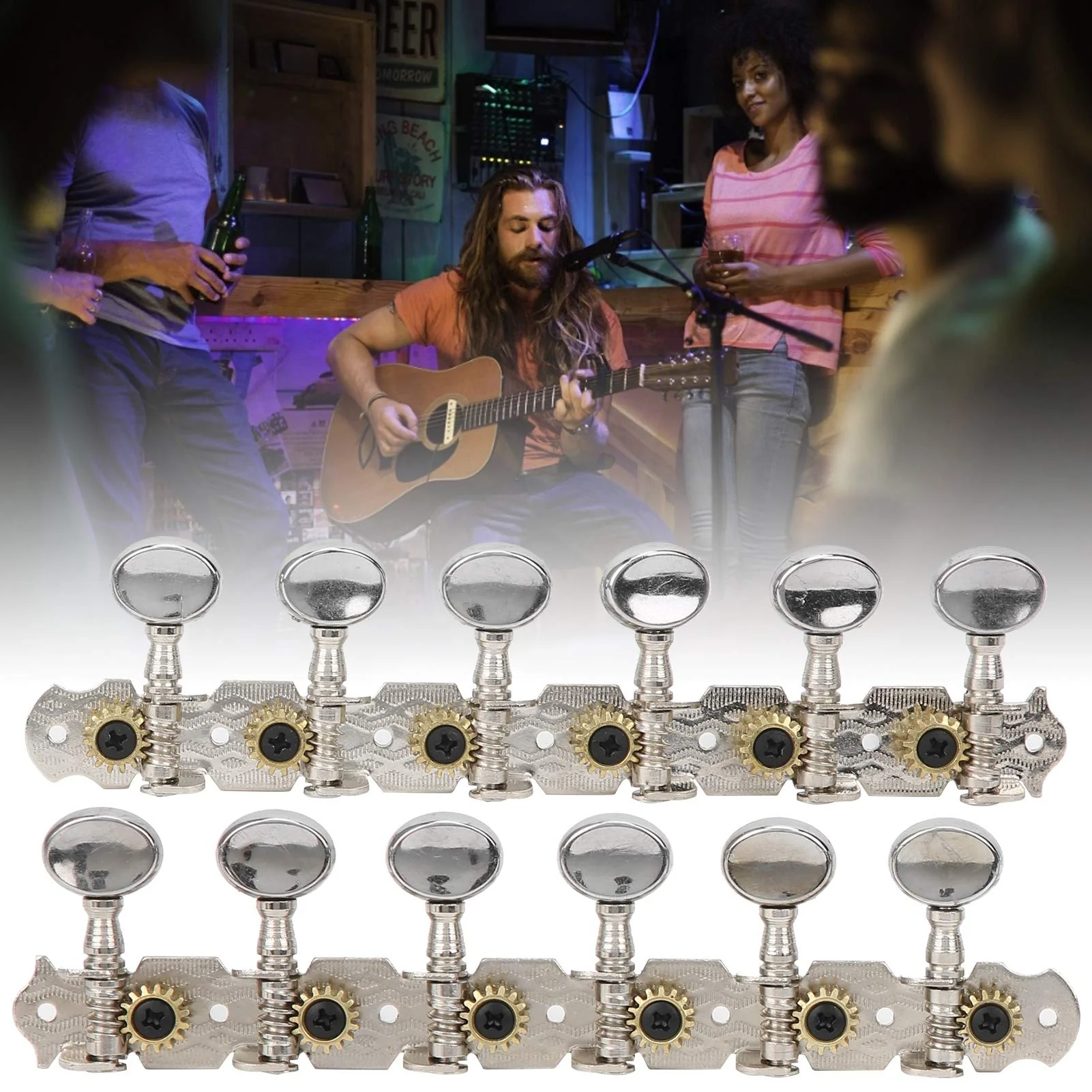 Guitar Tuning Key, Acoustic Guitar Tuning Pegs, 12 String Guitar Parts, Metal Machine Head Open Tuners Replacement - Image 5