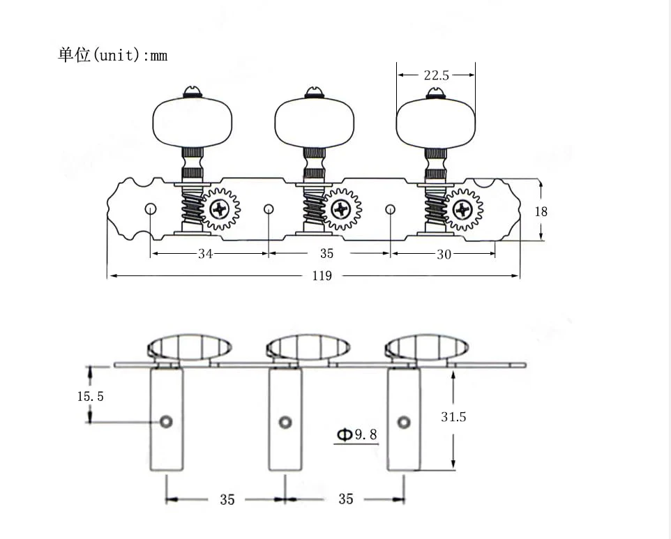 Guitar tuning pegs 3L and 3R, 1:18 Classical Guitar Tuners, Acoustic Guitar Tuning Pegs Suitable for Most Classical Guitar Replacement Accessories - Image 2