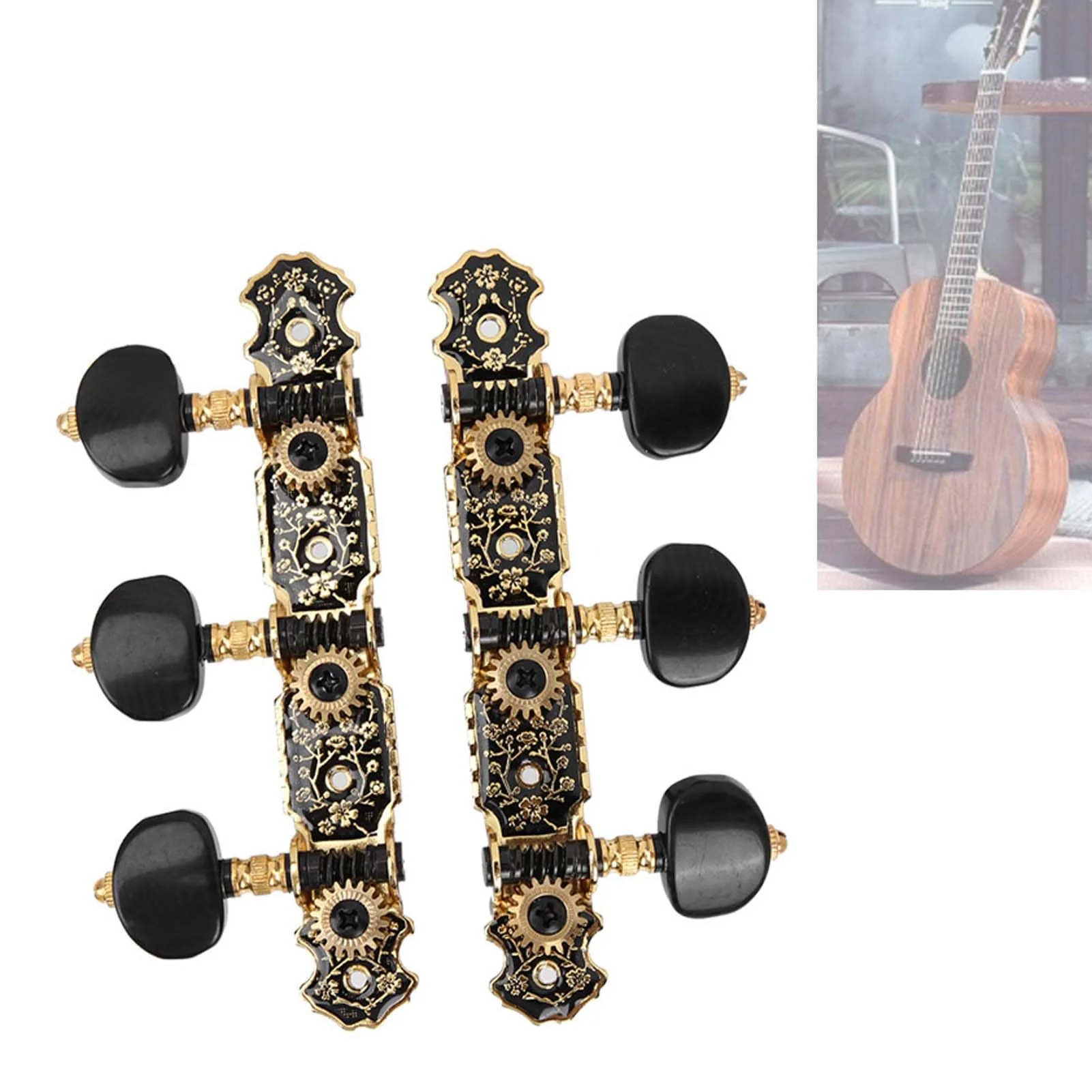Guitar tuning pegs 3L and 3R, 1:18 Classical Guitar Tuners, Acoustic Guitar Tuning Pegs Suitable for Most Classical Guitar Replacement Accessories - Image 6