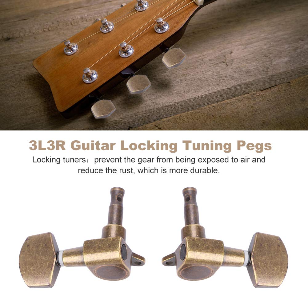 Guitar Tuning Pegs,3L3R Guitar Tuning Pegs Locking Tuners Copper Alloy Machine Heads Button Guitar String Tuning Pegs Machine Heads Tuners Set Performance Accessory - Image 4