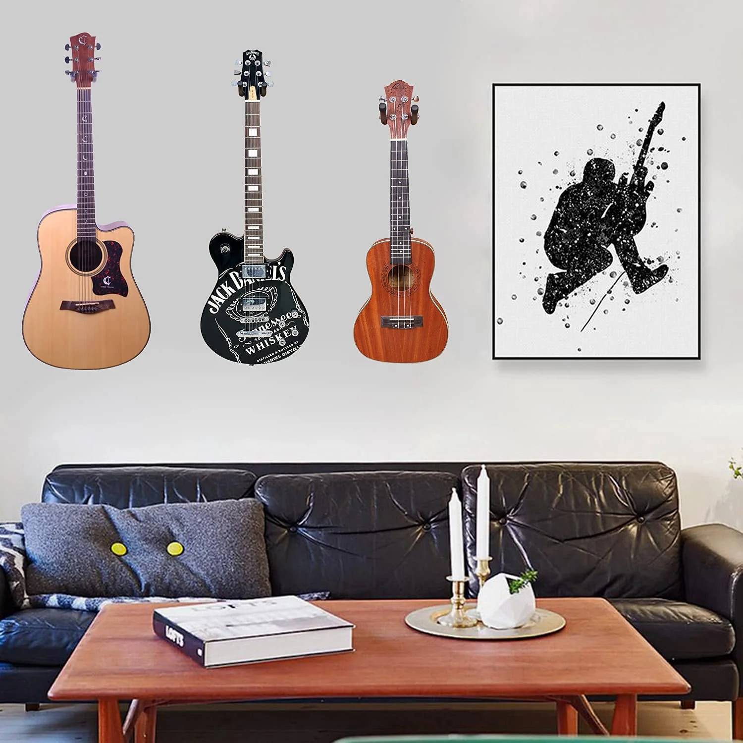 Guitar Ukulele Wall Mount Hanger,Guitar Hangers,Hooks,Holders,Stand, 3Pack Zebra Hardwood Guitar Wall Mount Hanger,for Acoustic,Electric,Guitar,Bass,Banjo,Mandolin,Ukulele 3Pack,Zebra Hardwood - Image 6