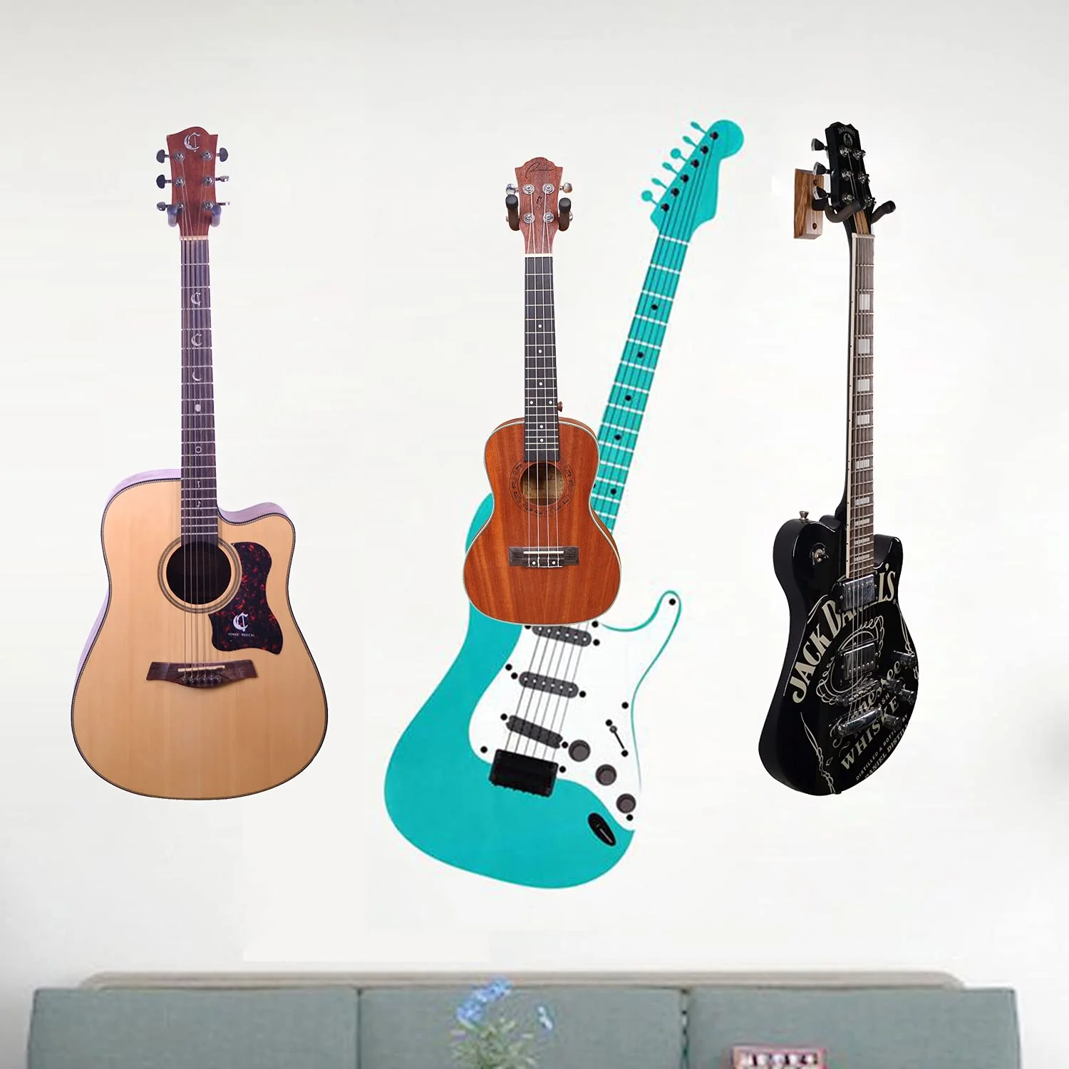 Guitar Ukulele Wall Mount Hanger,Guitar Hangers,Hooks,Holders,Stand, 3Pack Zebra Hardwood Guitar Wall Mount Hanger,for Acoustic,Electric,Guitar,Bass,Banjo,Mandolin,Ukulele 3Pack,Zebra Hardwood - Image 7