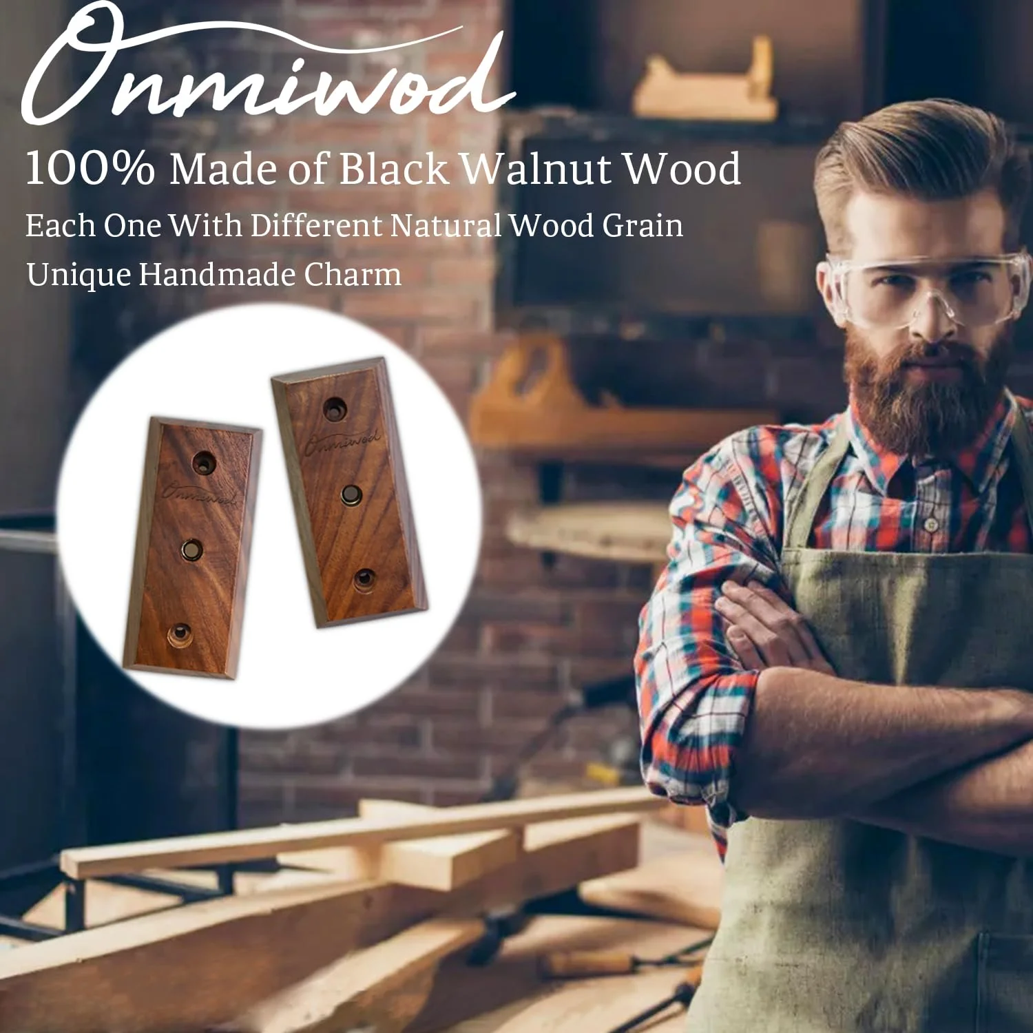 Guitar Wall Mount 2 Pack, Black Walnut Wood Guitar Hanger, U-Shaped Guitar Wall Hanger Mount, Guitar Holder Hook Stand Wall for Acoustic, Electric Guitar, Banjo, Bass, for Guitar Player Men Boy - Image 2