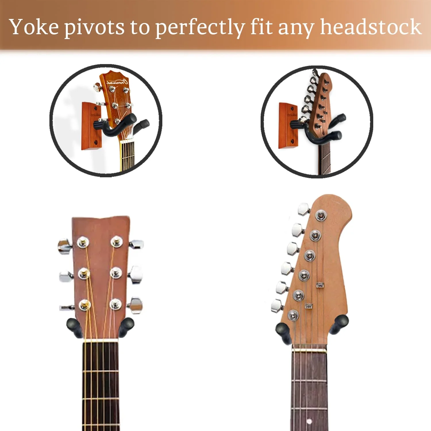 Guitar Wall Mount 2 Pack, Mahogany Wood Guitar Hanger, U-Shaped Guitar Wall Hanger Mount, Guitar Holder Hook Stand Wall for Acoustic, Electric Guitar, Banjo, Bass, Gift for Guitar Player - Image 4