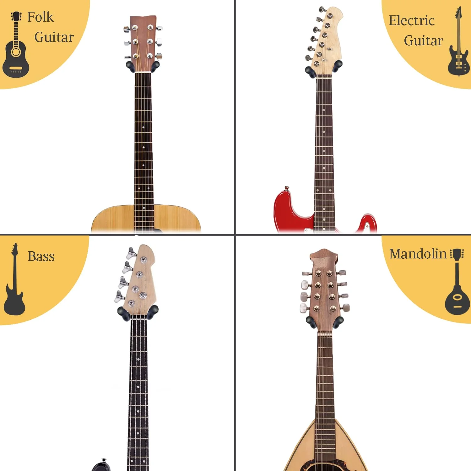 Guitar Wall Mount 2 Pack, Mahogany Wood Guitar Hanger, U-Shaped Guitar Wall Hanger Mount, Guitar Holder Hook Stand Wall for Acoustic, Electric Guitar, Banjo, Bass, Gift for Guitar Player - Image 6
