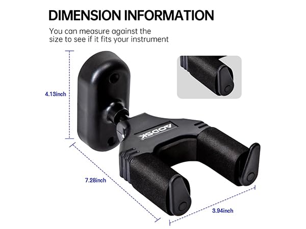Guitar Wall Mount 3 Pack, Auto Lock Guitar Wall Hanger ,for Acoustic and Electric Guitar, Ukulele, Bass, Banjo and Mandolin,Guitar Accessories，Black - Image 3