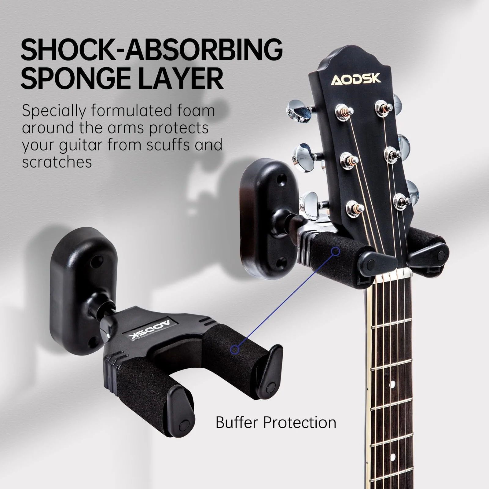 Guitar Wall Mount 3 Pack, Auto Lock Guitar Wall Hanger ,for Acoustic and Electric Guitar, Ukulele, Bass, Banjo and Mandolin,Guitar Accessories，Black - Image 5