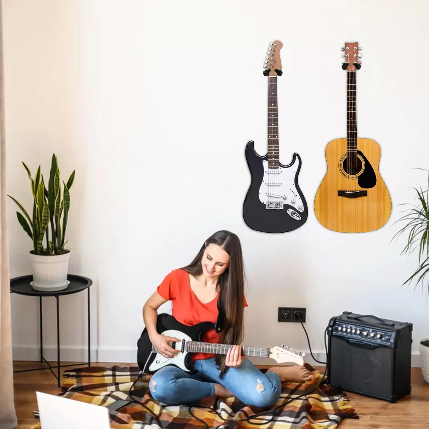 Guitar Wall Mount, Auto Lock Black Walnut Wood Guitar Hanger, Guitar Wall Hangers, Guitar Holder Hook Wall Stand for Classical, Acoustic, Electric Guitar, Bass, Gift for Guitar Player Balck Walnut Wood - Image 8