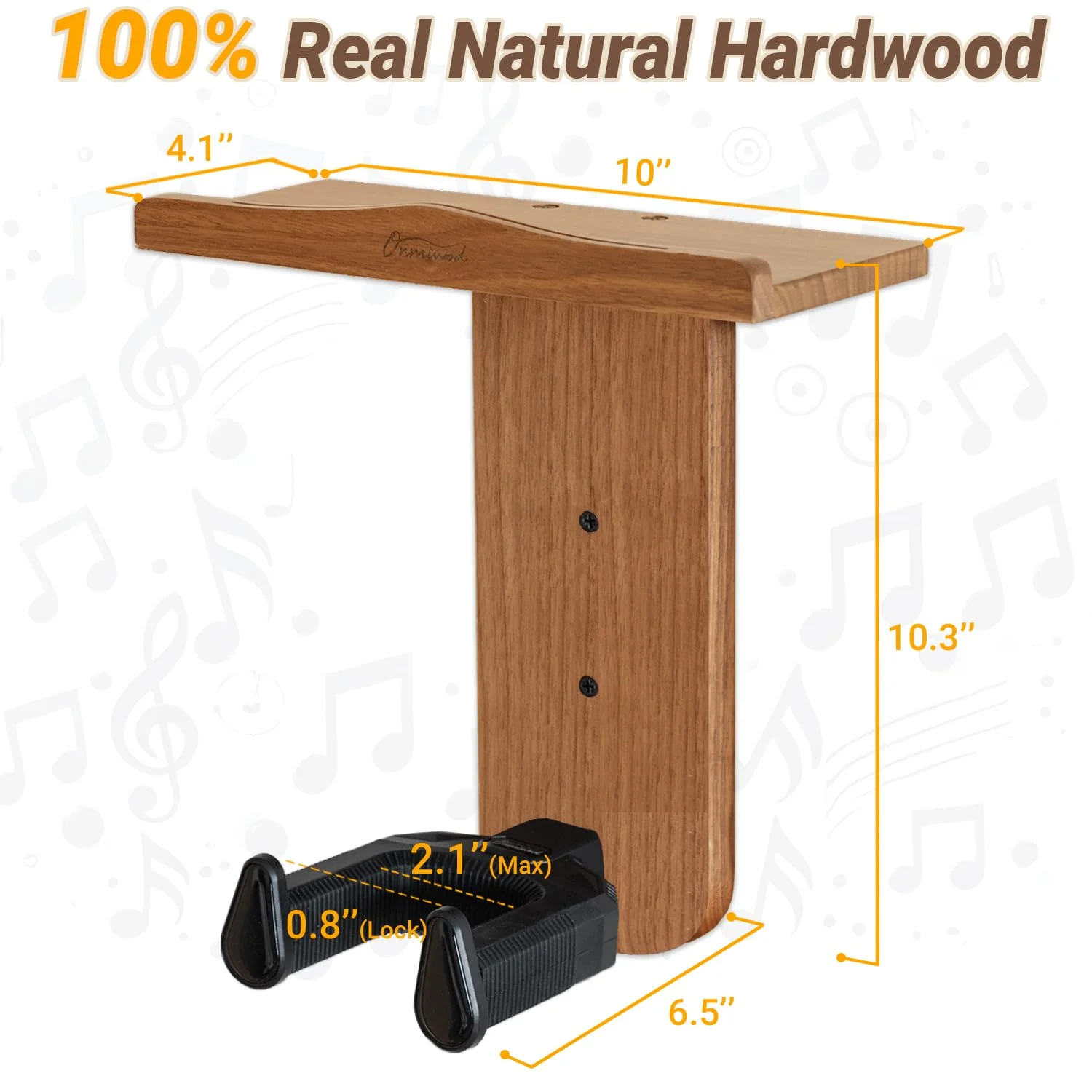 Guitar Wall Mount, Auto Lock Guitar Hanger, Wood Guitar Wall Hangers Shelf with Pick Holder, Guitar Holder Wall Mount for Acoustic, Electric Guitar, Ukulele, Bass, Mandolin Gift Acacia Wood - Image 5
