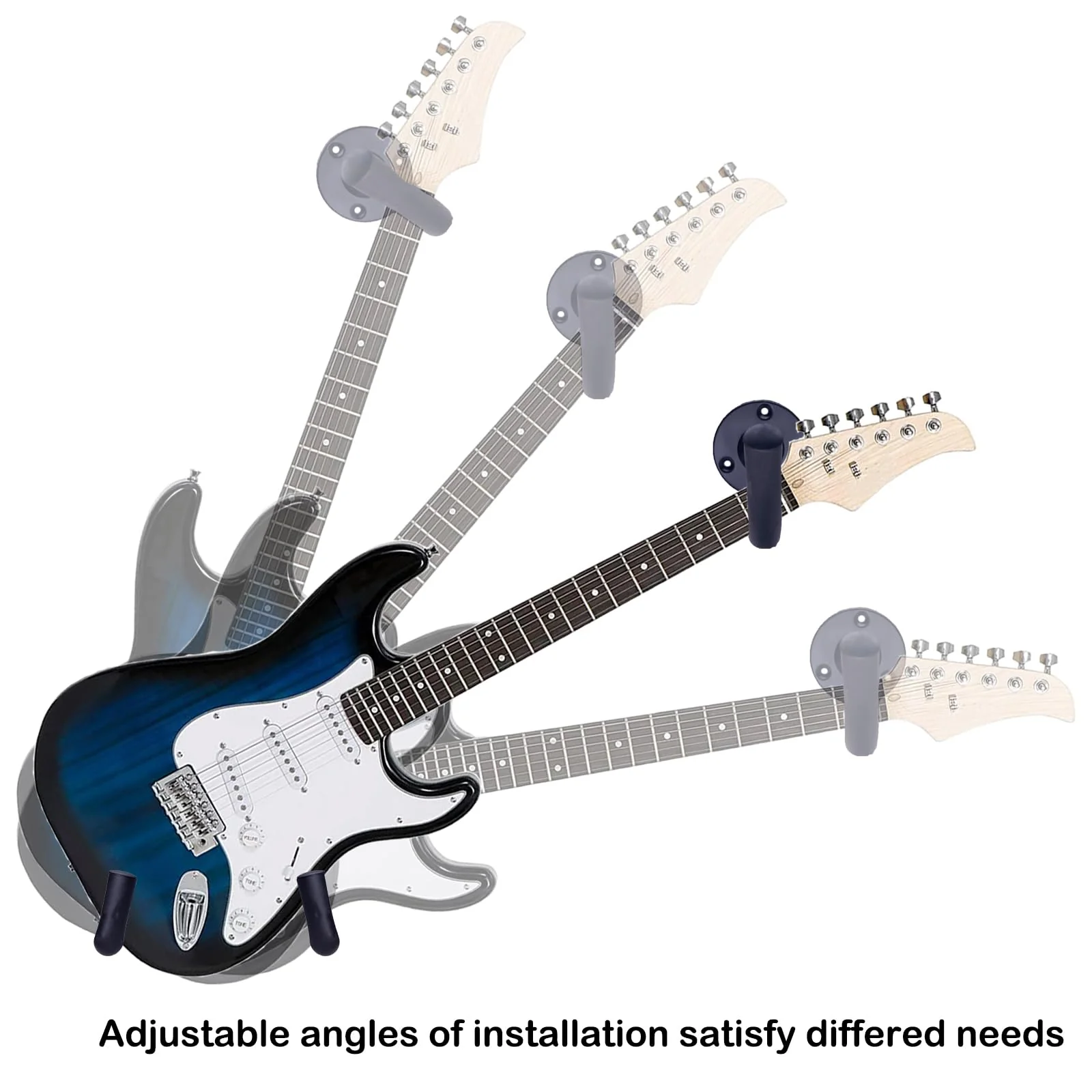 Guitar Wall Mount for Acoustic, Electric, Classical Guitar and Ukulele, Banjo, Mandolin Wall Hanger, Horizontal Guitar Holder Bass Stand Rack Hook Guitar Display Wall (2 Sets) 2 sets - Image 2