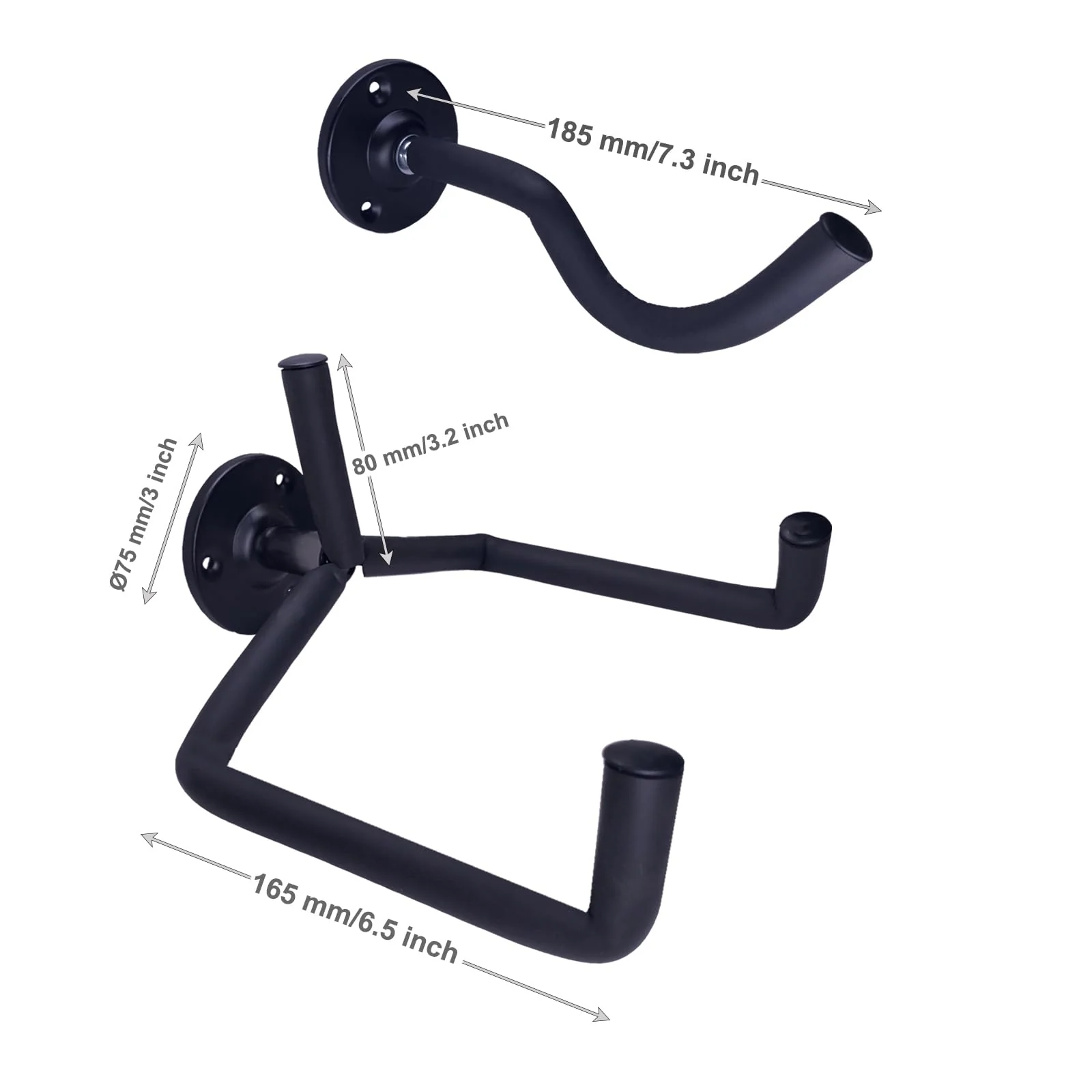 Guitar Wall Mount for Acoustic, Electric, Classical Guitar and Ukulele, Banjo, Mandolin Wall Hanger, Horizontal Guitar Holder Bass Stand Rack Hook Guitar Display Wall (2 Sets) 2 sets - Image 4