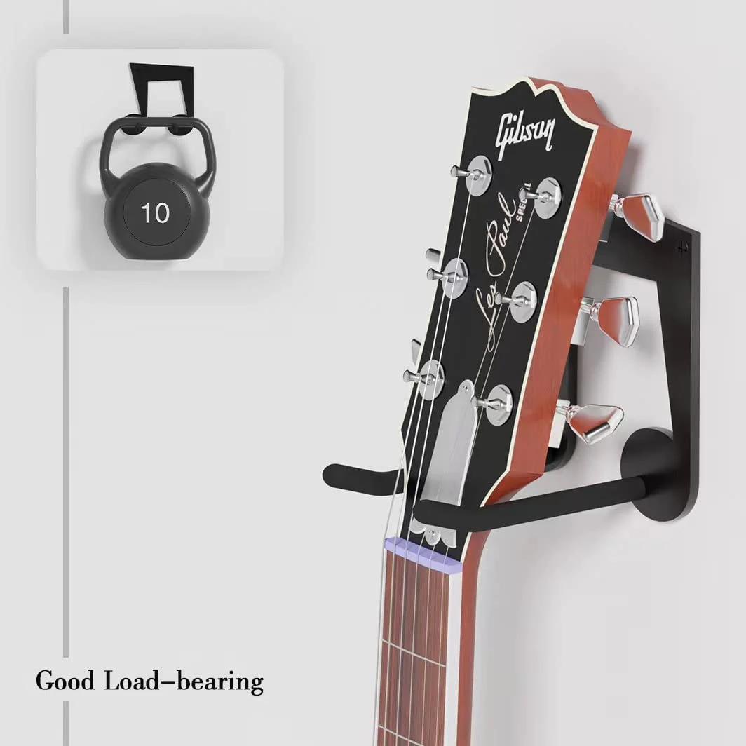 Guitar Wall Mount Hanger 2 Pack, Ukulele Mount, Steel Guitar Hangers for Wall, Guitar Hook Holder for Bass, Guitar, Violin, Black - Image 4