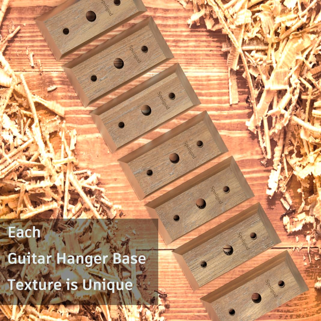 Guitar Wall Mount Hanger 3 Pack, Guitar Hanger,Black Walnut Guitar Hook Holder Stand for Acoustic Electric Bass Guitar Ukulele Mandolin at Home, Studio - Image 2