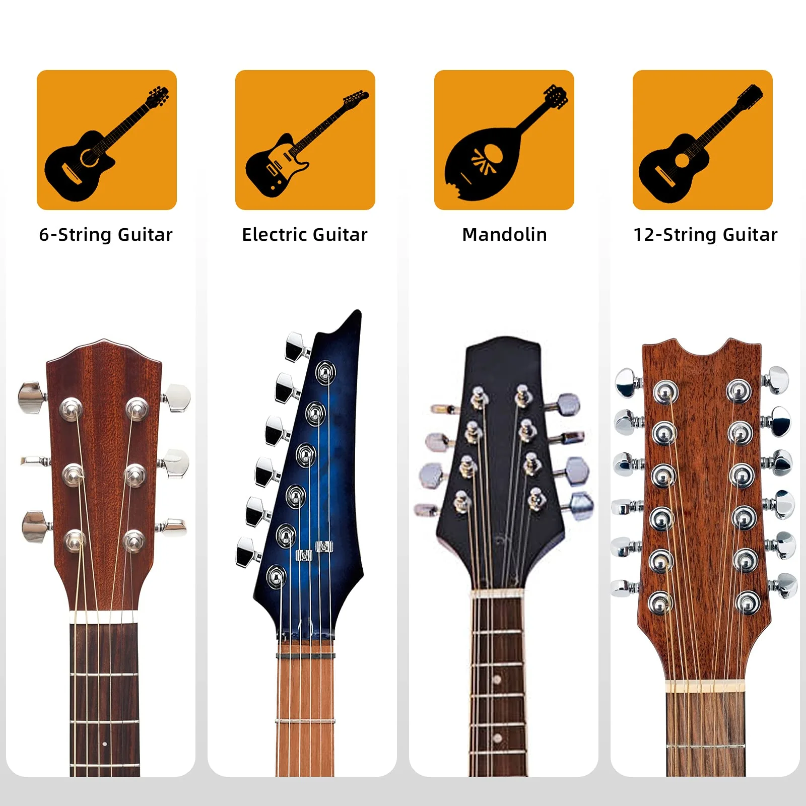 Guitar Wall Mounts 4 Pack, Hangers Hooks Bracket Holders for Acoustic and Electric Guitars, Bass Banjo Mandolin, Black Walnut Wood Base V4-Black - Image 6