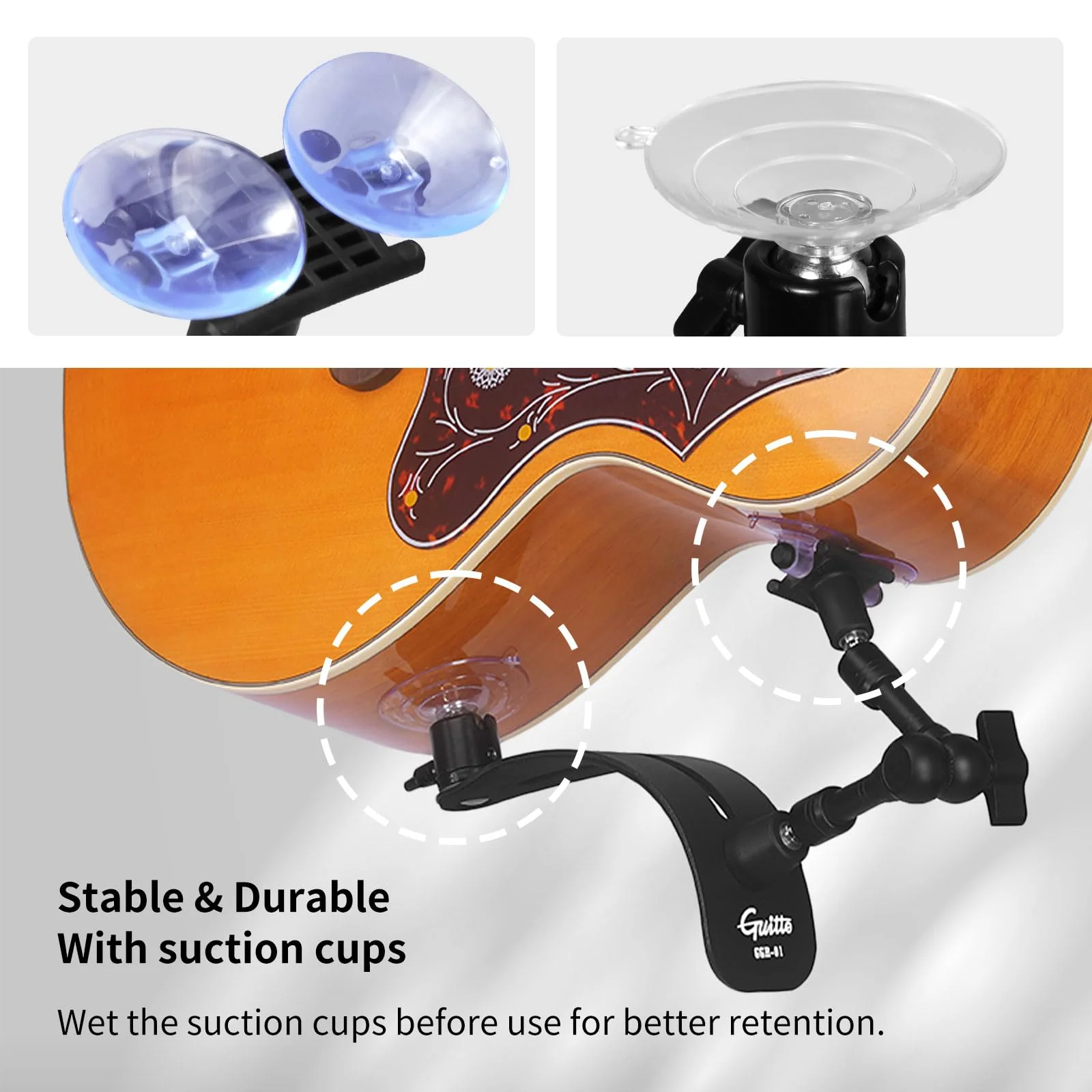 GUITTO Guitar Balance Support - Classical Guitar Support Foot Stool, Ergonomic Design, Quick Adjustment (Lock) Angle, Suitable for Acoustic Guitars with a smooth paint(lacquer) finish GGR-01 - Image 3