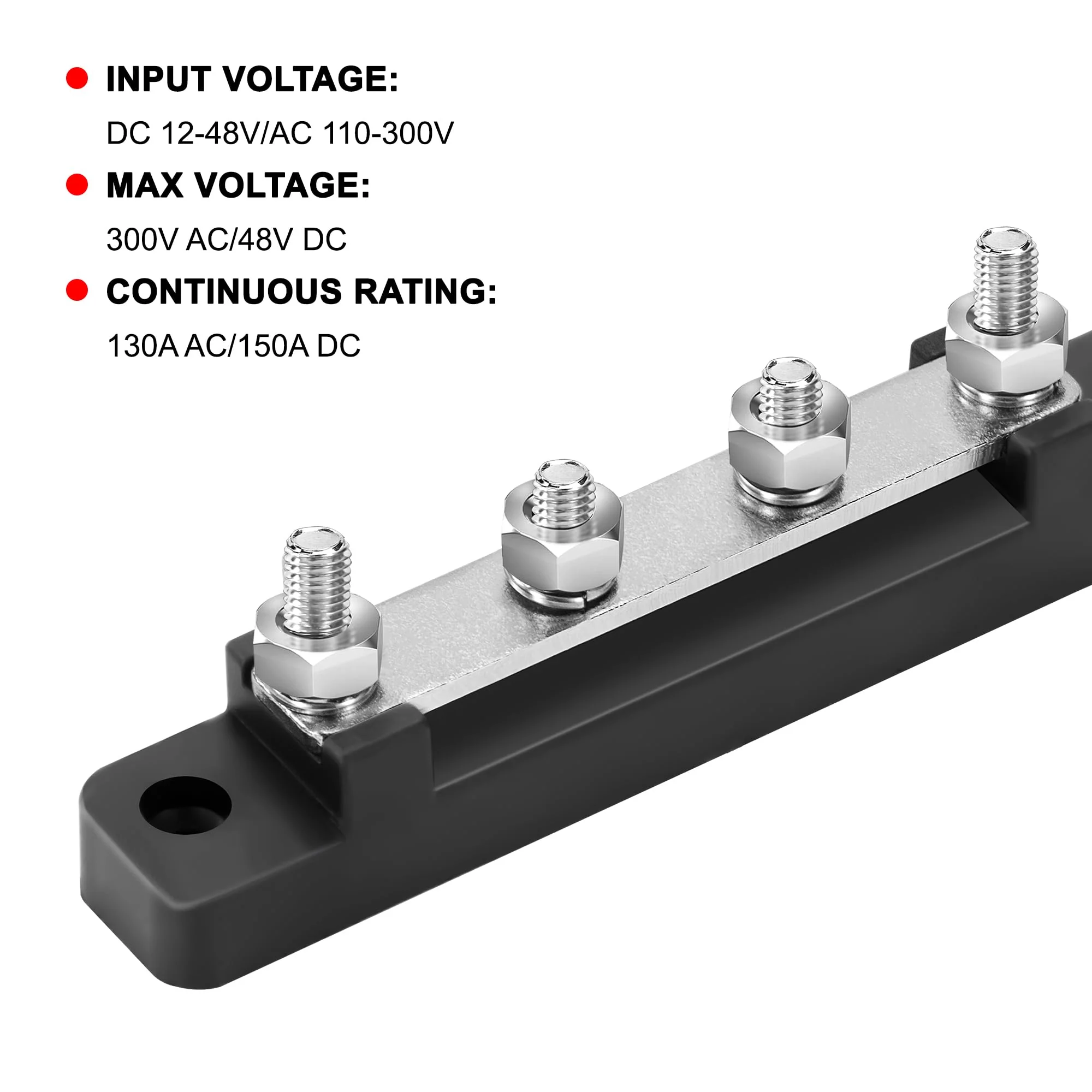 GUNGY Busbar 12V-48V DC Busbars Distribution Block Busbar 150A Power Distribution Block with 4 x M6 Connection Bolts for Car RV Boat Red Black Pack of 2 - Image 2