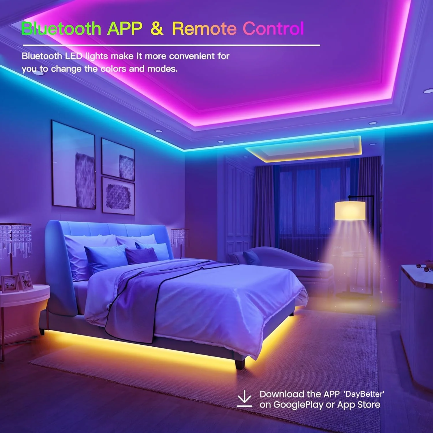 GUPUP LED Strip Lights,Rope Lights,Bluetooth APP Control,Color Changing Light Strip,Lights sync with Music,para cuarto,LED Lights for Bedroom... 100 FT - Image 2